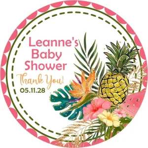 Girls Tropical Baby Shower Stickers