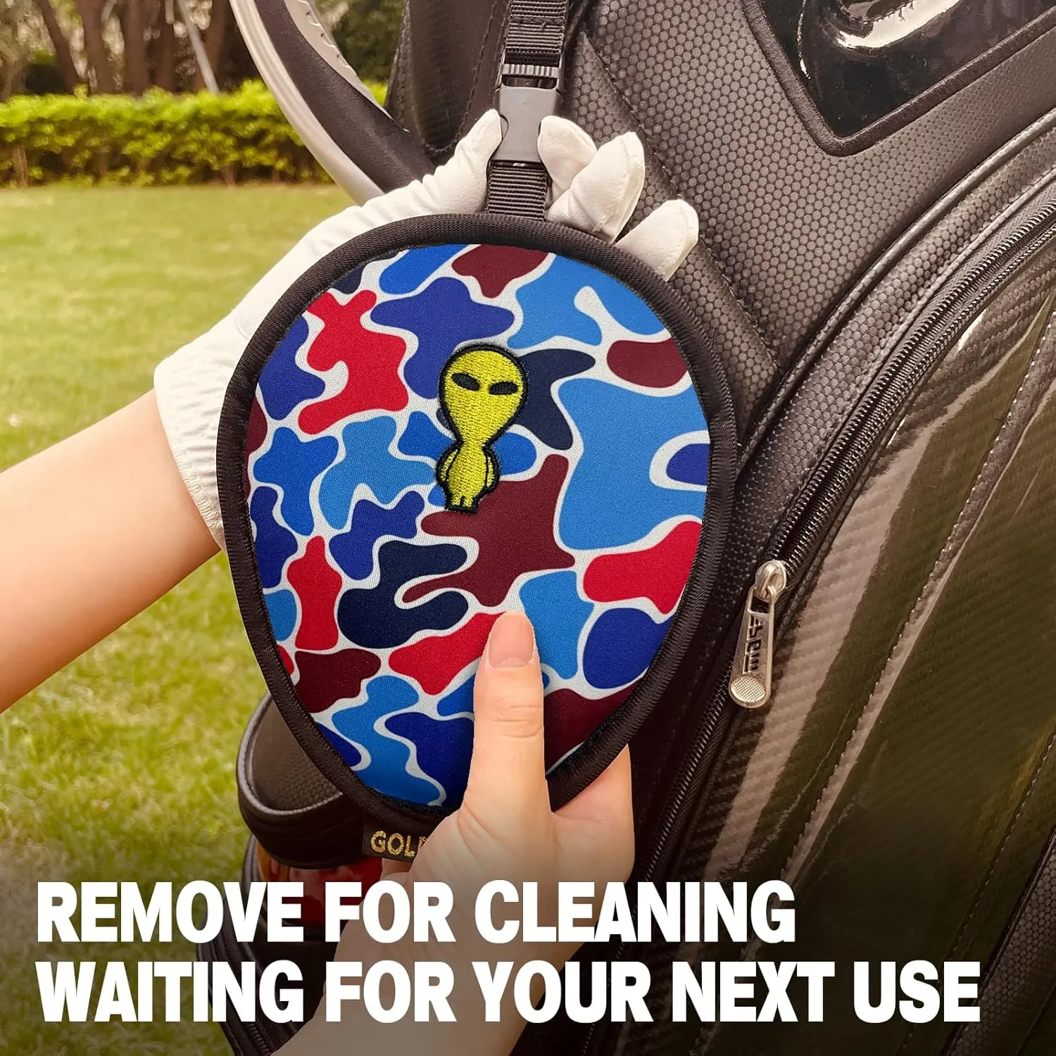Golf Club Cleaner & Ball Cleaning Bag,Original Three-Layer Fabric Waterproof Technology,Golfer's Ultimate Green Clean Scrub Equipment Accessories,Removable Clips to Support Machine Washing