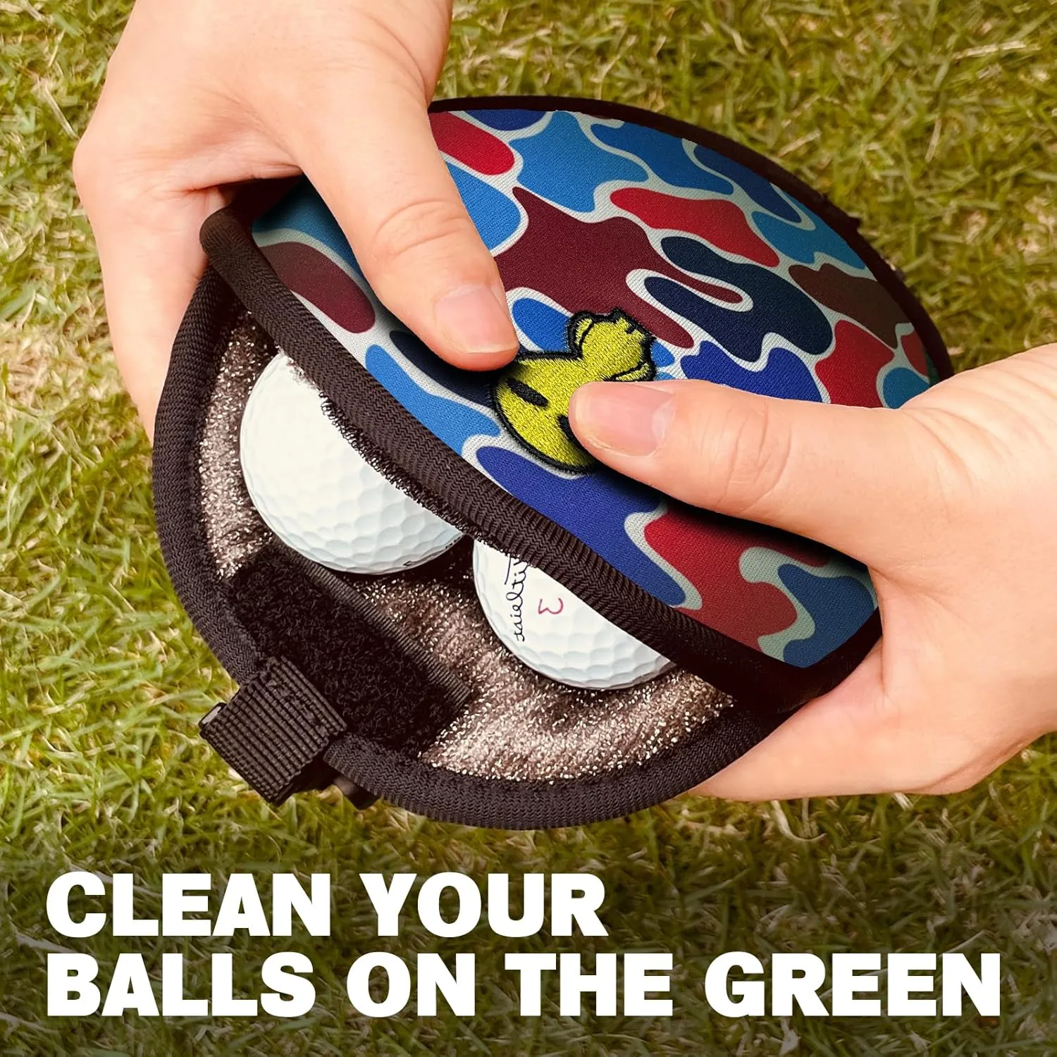 Golf Club Cleaner & Ball Cleaning Bag,Original Three-Layer Fabric Waterproof Technology,Golfer's Ultimate Green Clean Scrub Equipment Accessories,Removable Clips to Support Machine Washing
