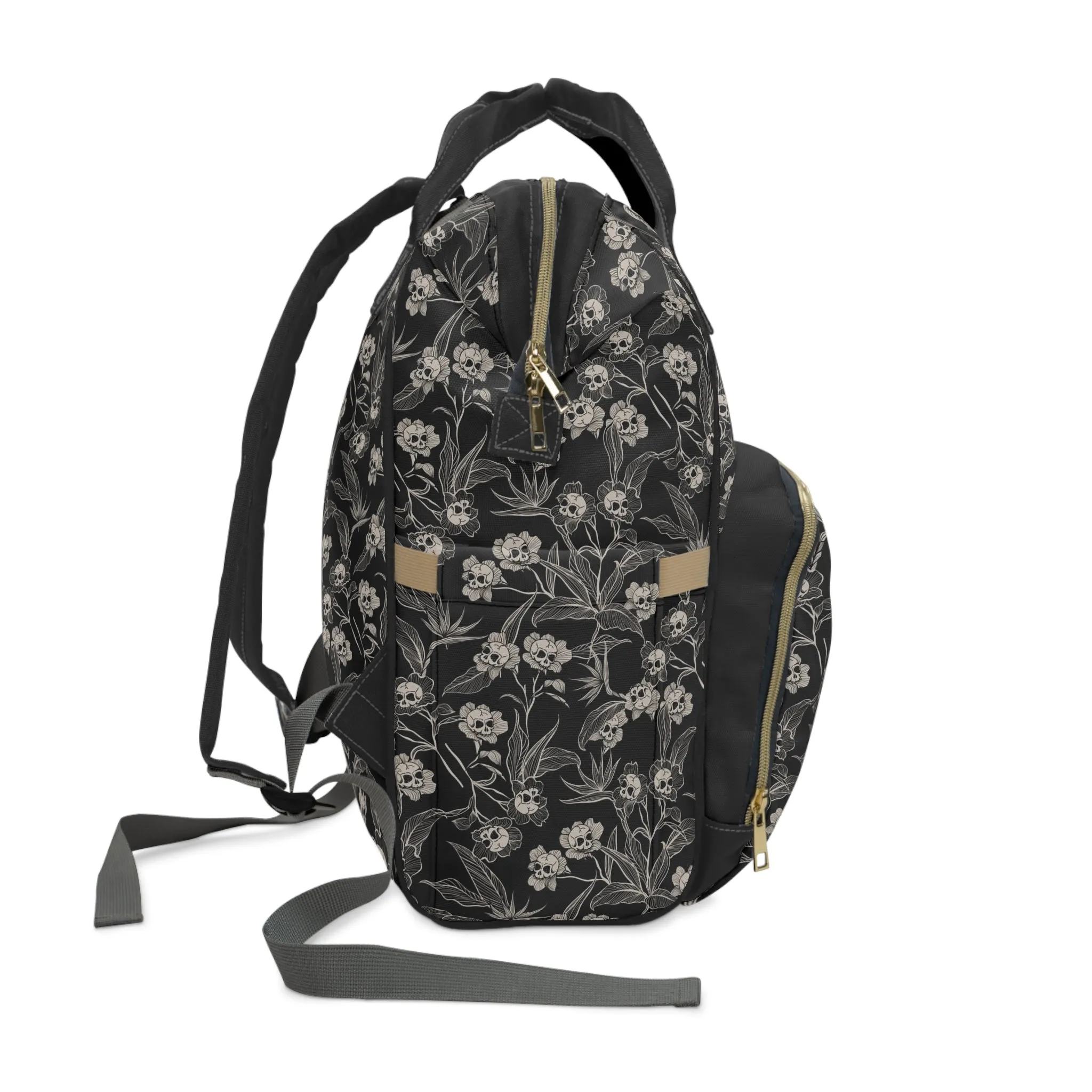 Gothic Floral Multifunctional Diaper Bag