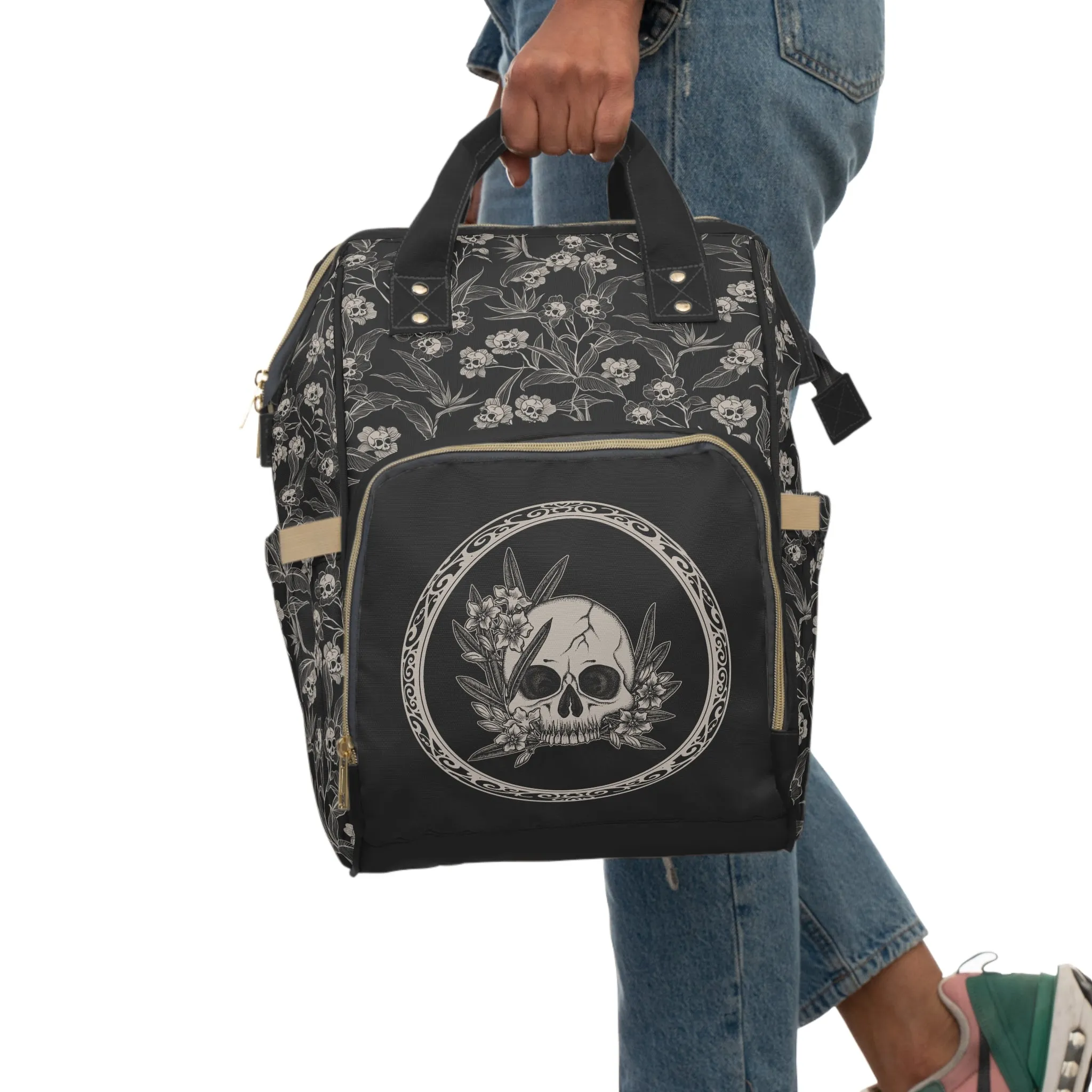 Gothic Floral Poison Oleander Multifunctional Diaper Backpack