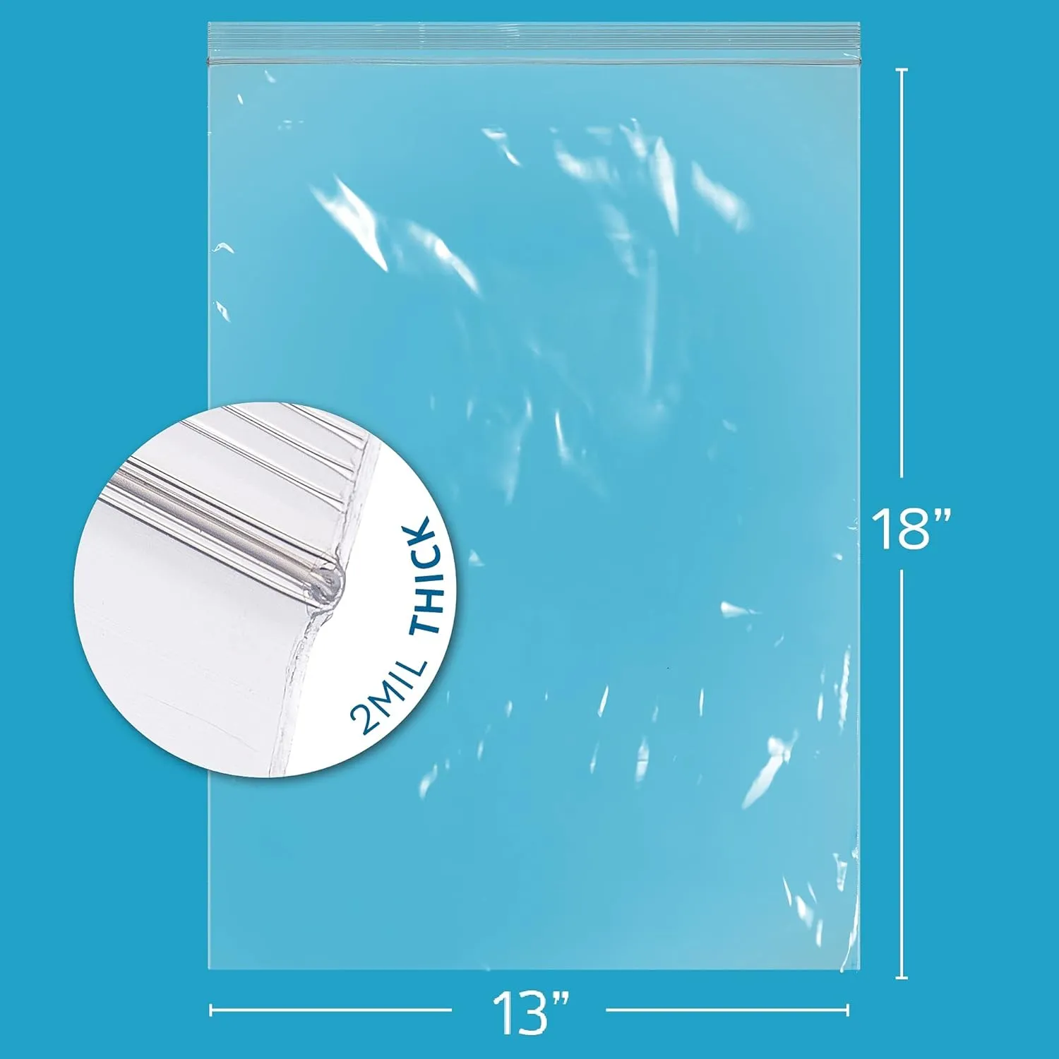 GPI - 13" X 18" Extra Large Reclosable Zip Bags - Pack of 100-2 Mil Thick, Clear Plastic Zipper Lock Bags, Resealable Poly Baggies for Clothing, Tools, Travel, Storage & Packaging.