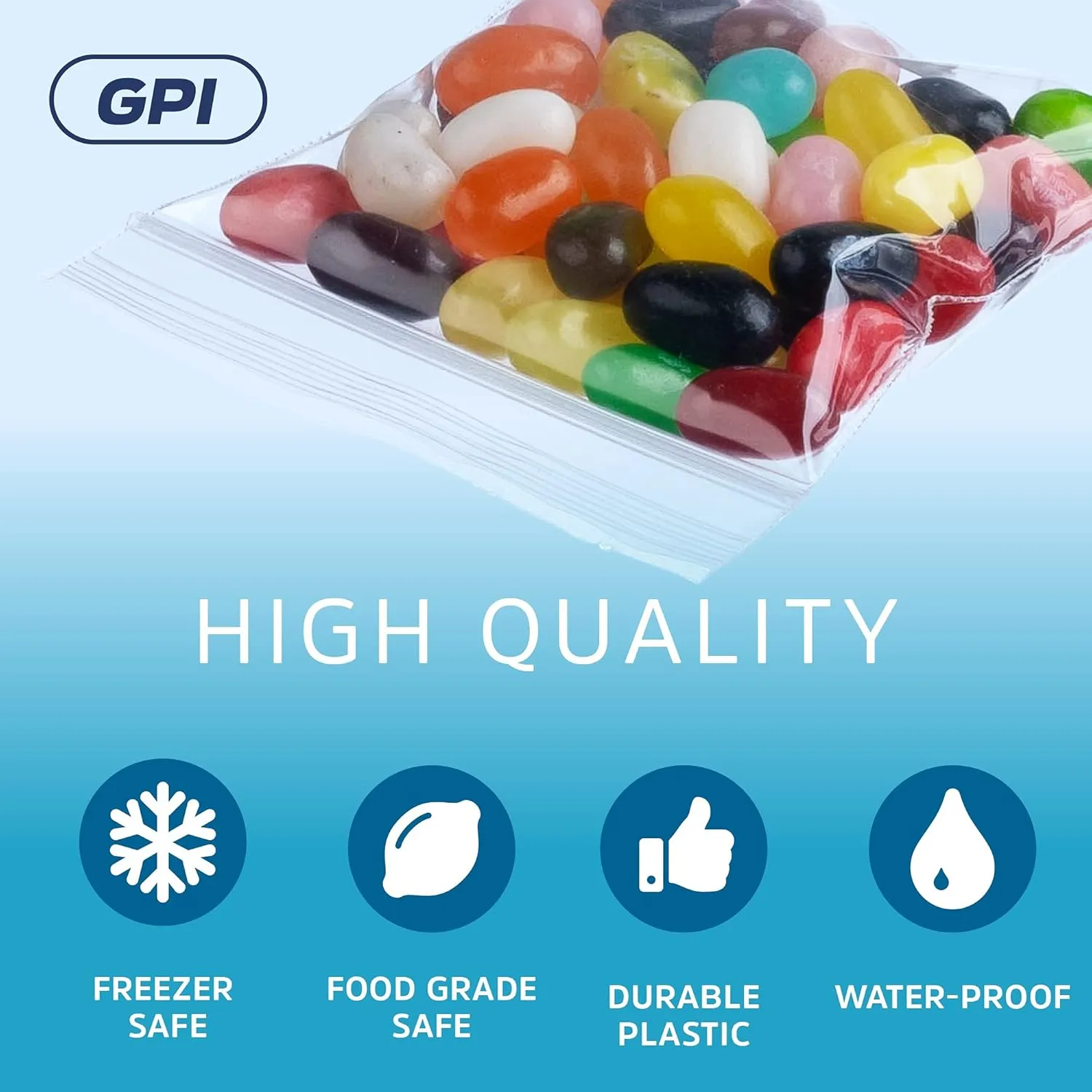 GPI - 16,000 Count - 3" x 3" CLEAR PLASTIC RECLOSABLE ZIP BAGS - Bulk 2 mil Thick Strong & Durable Poly Bagies with Resealable Zip Top Lock for Travel, Storage, Packaging & Shipping.