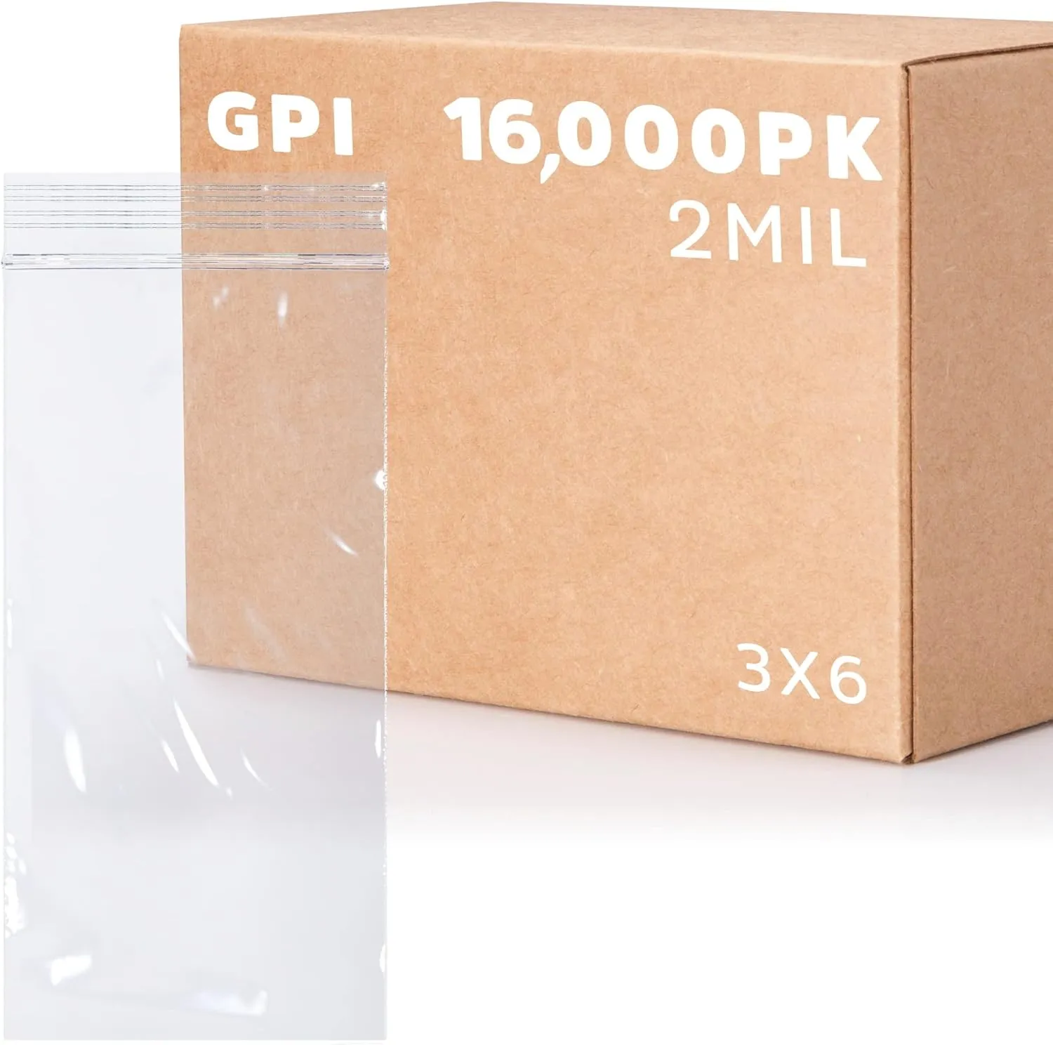 GPI - 16,000 Count - 3" X 6" Clear Plastic Reclosable Zip Bags - Bulk 2 Mil Thick Strong & Durable Poly Baggies with Resealable Zip Top Lock for Travel, Storage, Packaging & Shipping.