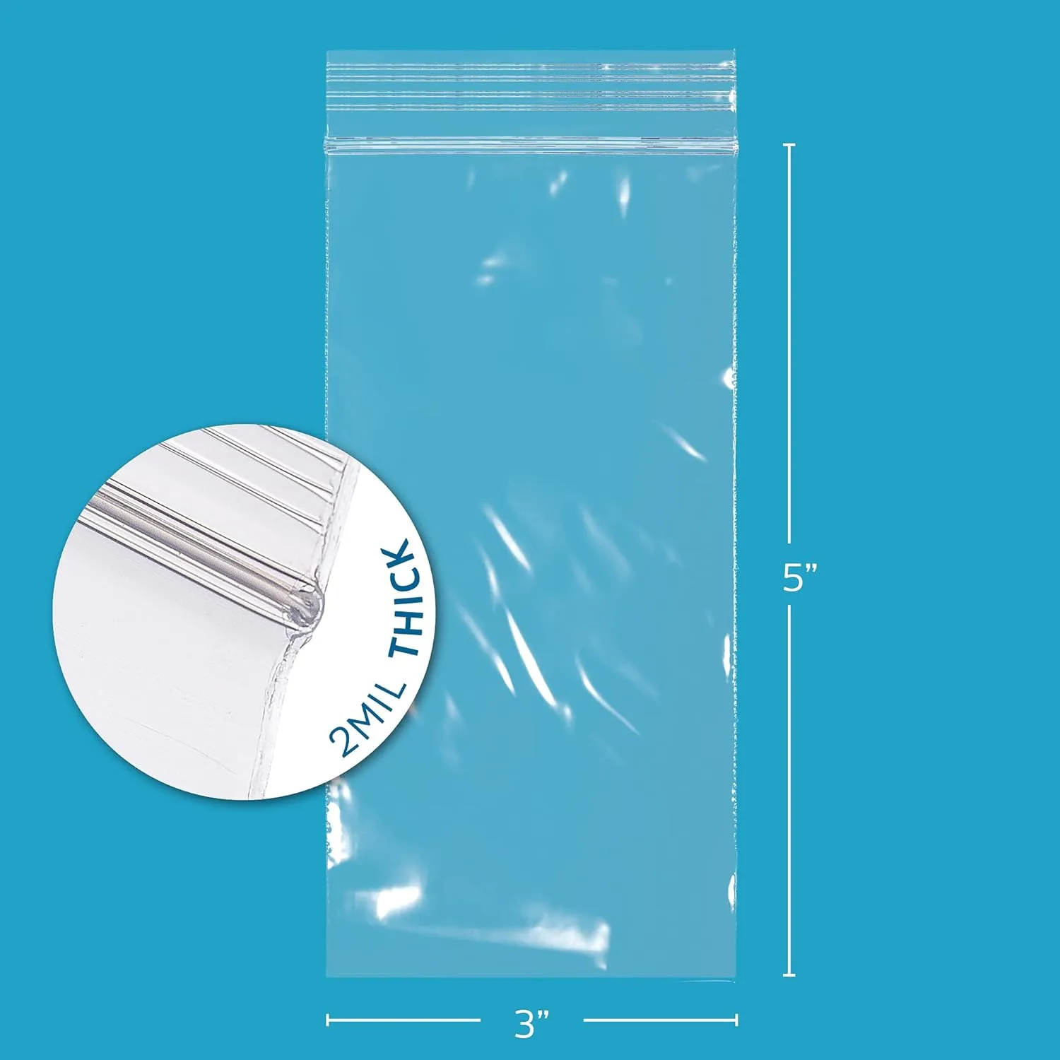 GPI - 16,000 Count - 3" X 6" Clear Plastic Reclosable Zip Bags - Bulk 2 Mil Thick Strong & Durable Poly Baggies with Resealable Zip Top Lock for Travel, Storage, Packaging & Shipping.