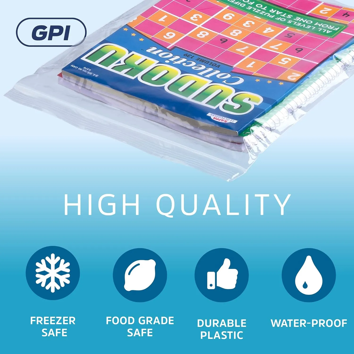 GPI Pack Of 200, 10" x 13" CLEAR PLASTIC RECLOSABLE ZIP BAGS - Bulk 2 mil Thick Strong & Durable Poly Baggies With Resealable Zip Top Lock For Travel, Storage, Packaging & Shipping