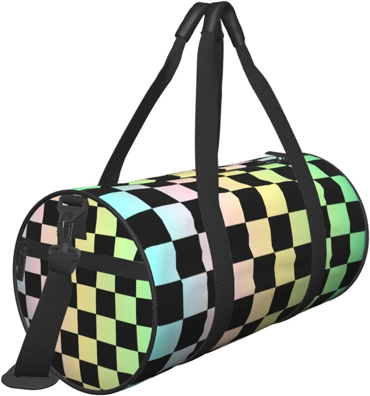 Gradient Color Checkered Sports Gym Bag Travel Duffel Bag Shoes Compartment For Men Women Foldable Lightweight Yoga Gym Sports Bag