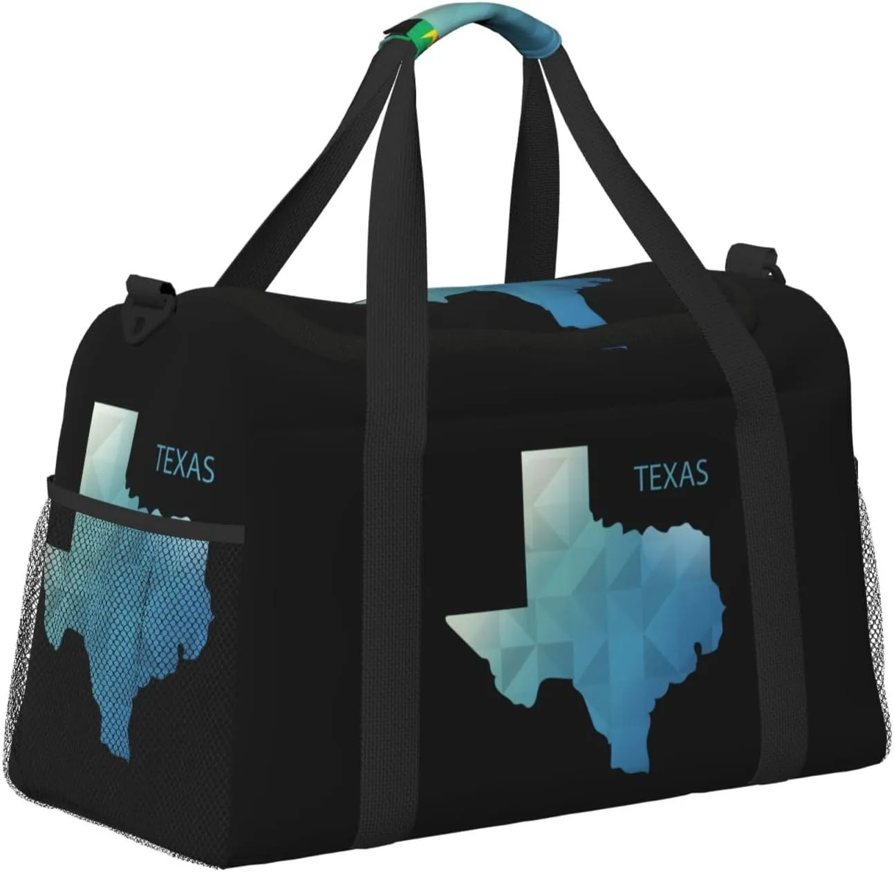 Gradient Geometric Texas Map Travel Duffel Bag Large Foldable Waterproof Overnight Bag For Beach Swim Bags Pool Sports Gym