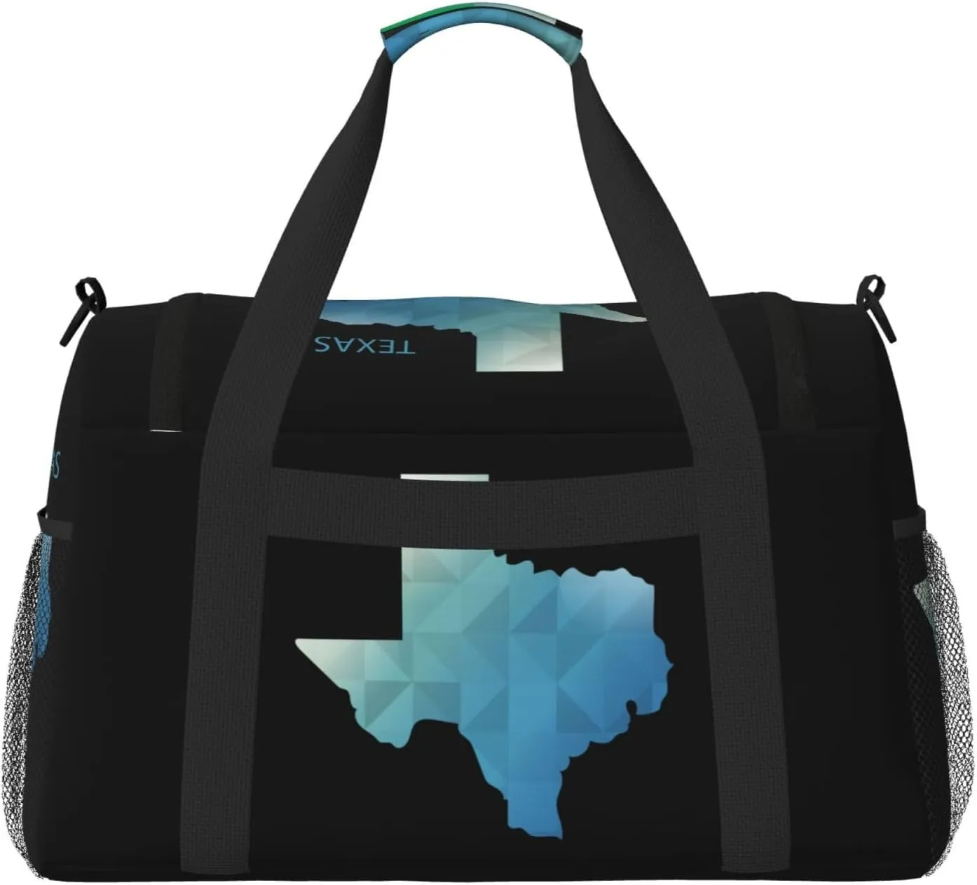 Gradient Geometric Texas Map Travel Duffel Bag Large Foldable Waterproof Overnight Bag For Beach Swim Bags Pool Sports Gym