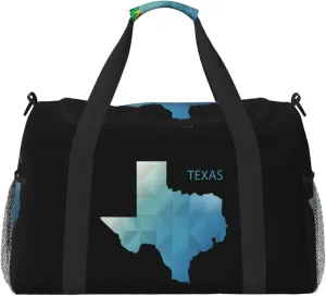 Gradient Geometric Texas Map Travel Duffel Bag Large Foldable Waterproof Overnight Bag For Beach Swim Bags Pool Sports Gym
