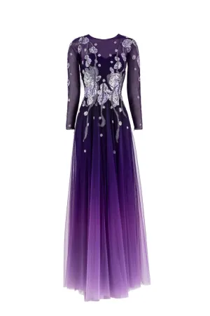 Gradient Printed Dress With Beading