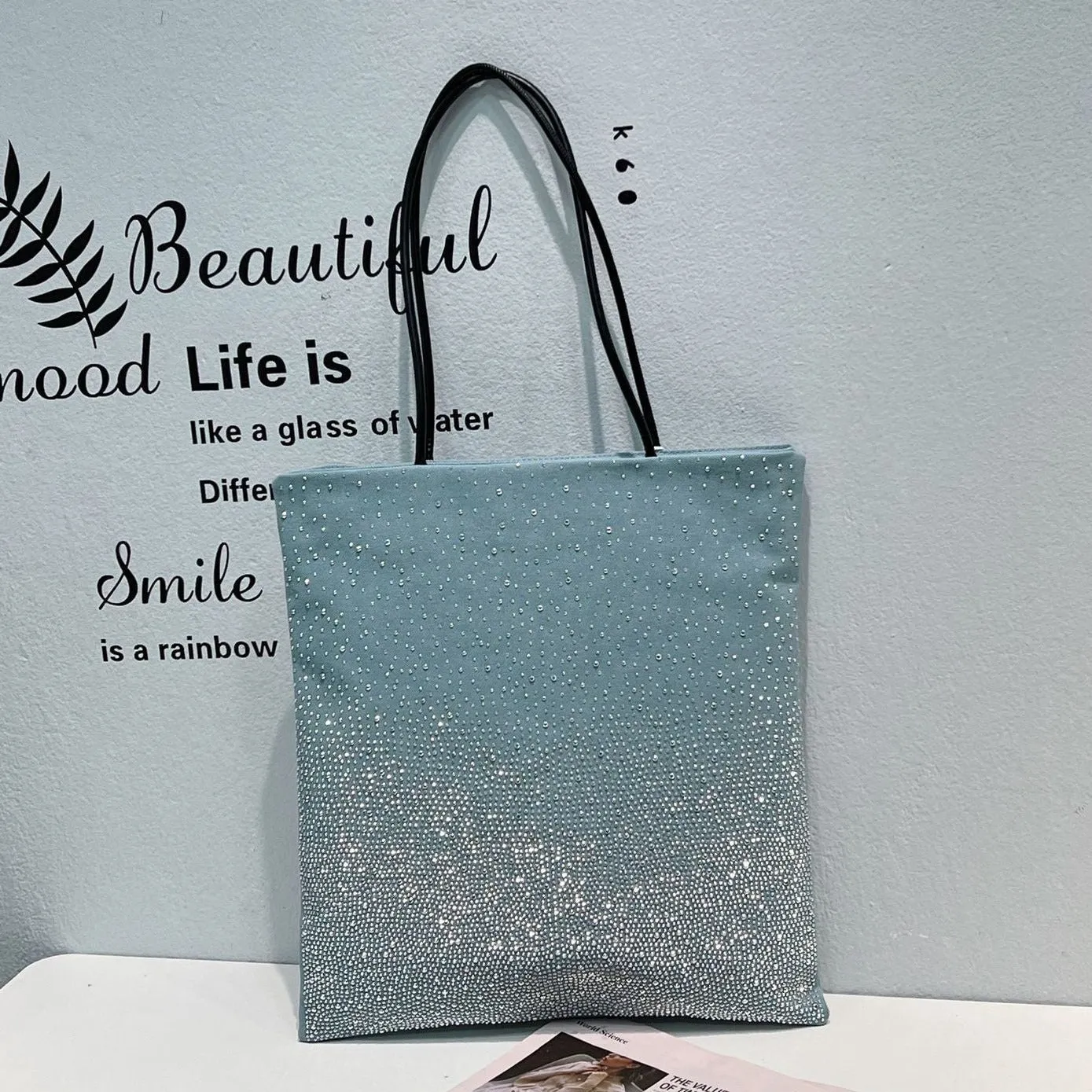 Gradient Rhinestones Tote Bag by Karen