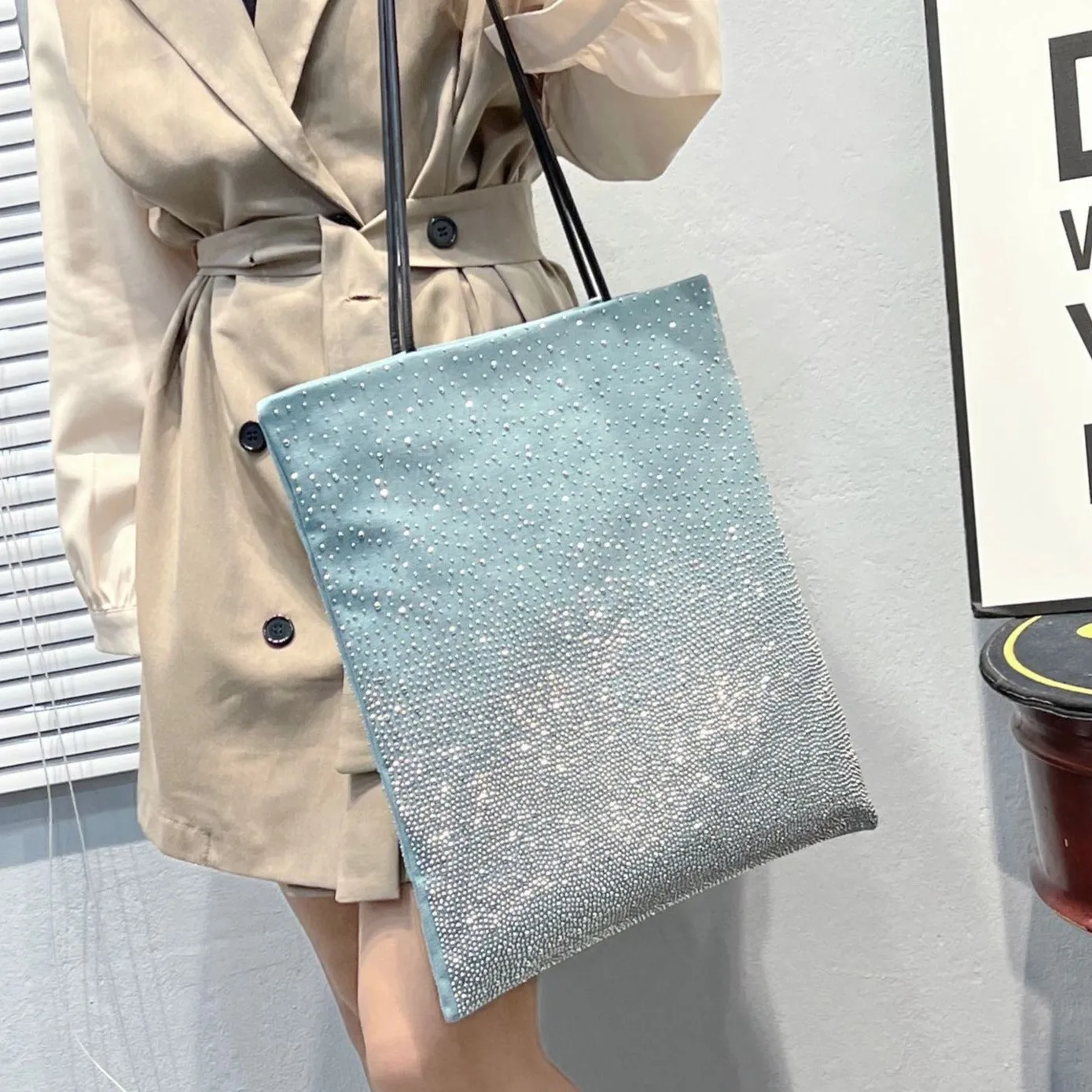 Gradient Rhinestones Tote Bag by Karen