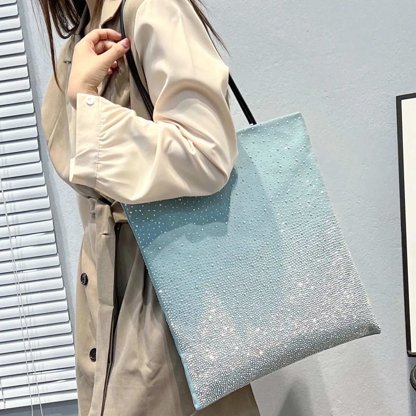 Gradient Rhinestones Tote Bag by Karen