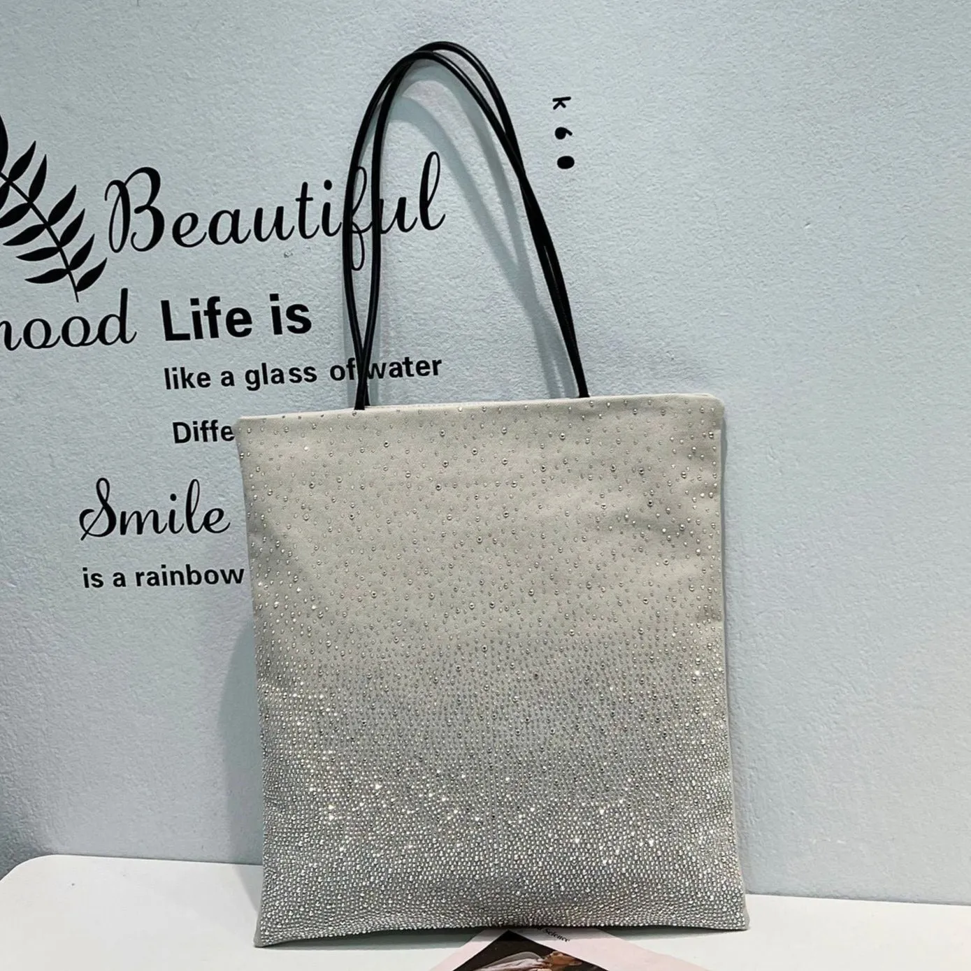 Gradient Rhinestones Tote Bag by Karen