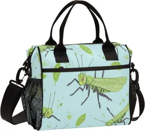 Grasshopper Leaves Cute Lunch Bag Cooler Lunch Box Portable Meal Prep Food Container for Office School Travel Picnic Work
