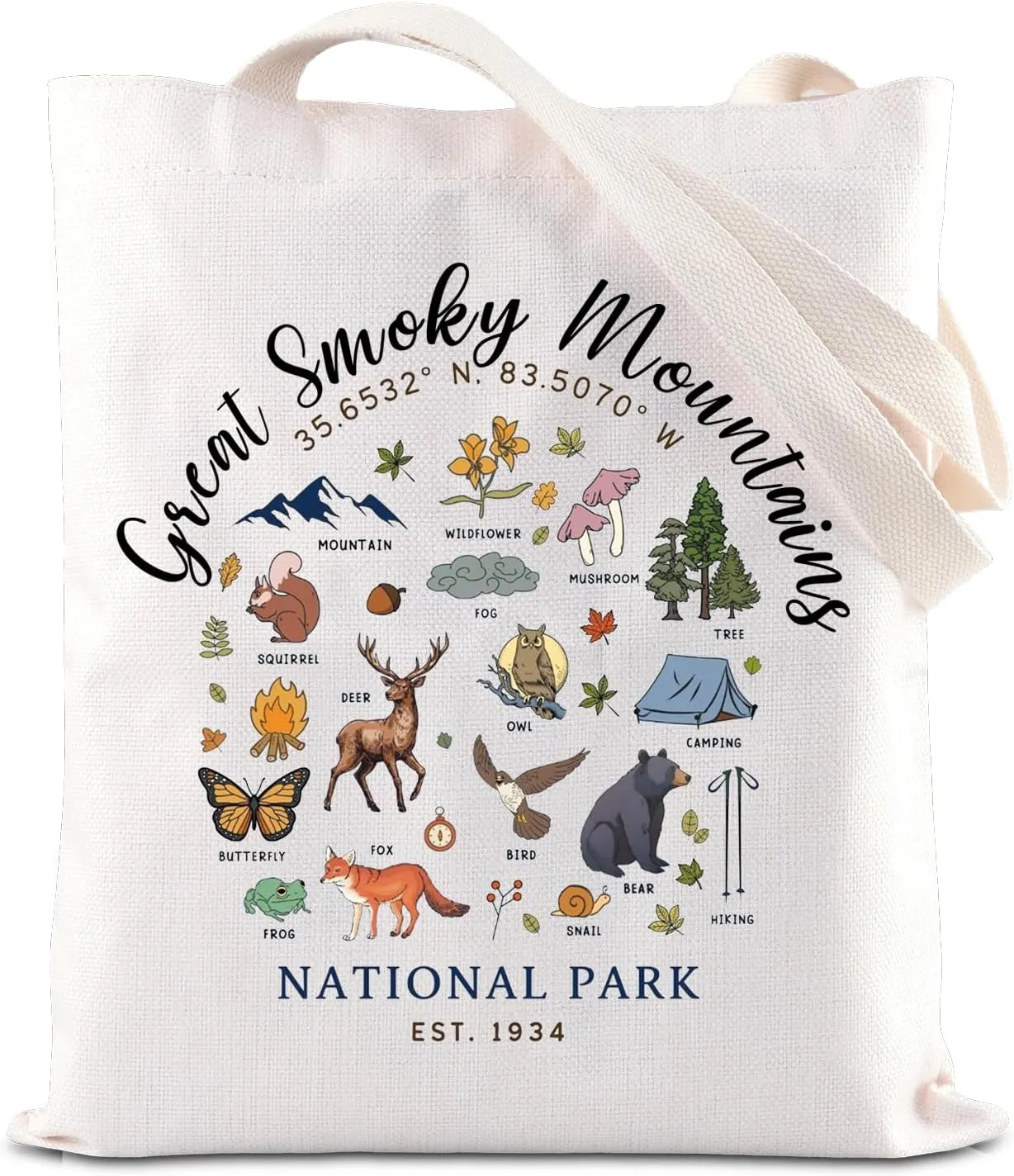 Great Smoky Mountains Tote Bag Smokies Forest Inspire Handbag National Park Gift Tennessee Vacation Trip Gift