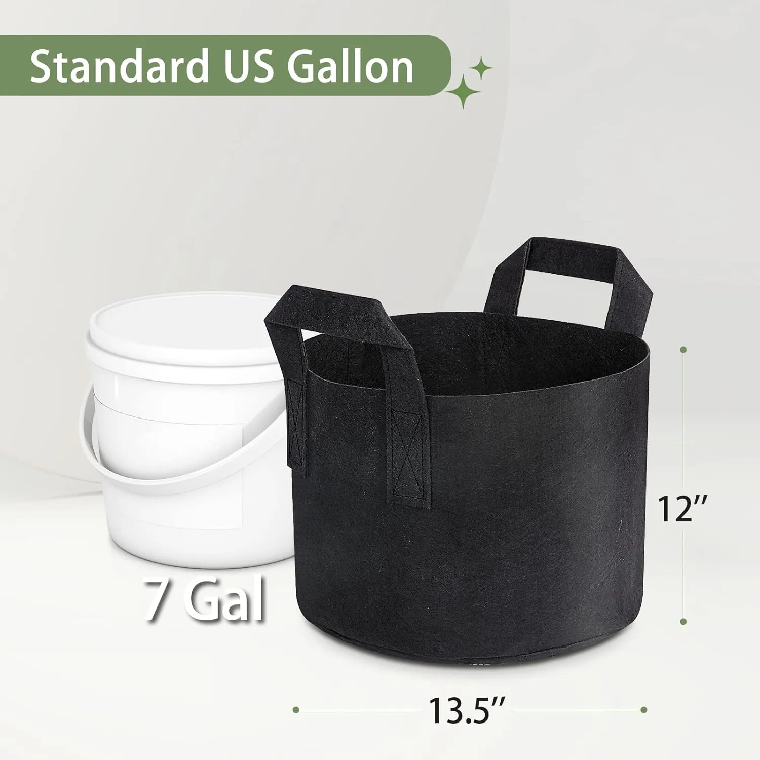 GreatBuddy 7 Gallon Grow Bags 6-Pack, Thick Fabric Pots for Plants, Sturdy Handles & Reinforced Stitching, Labels Included, Black