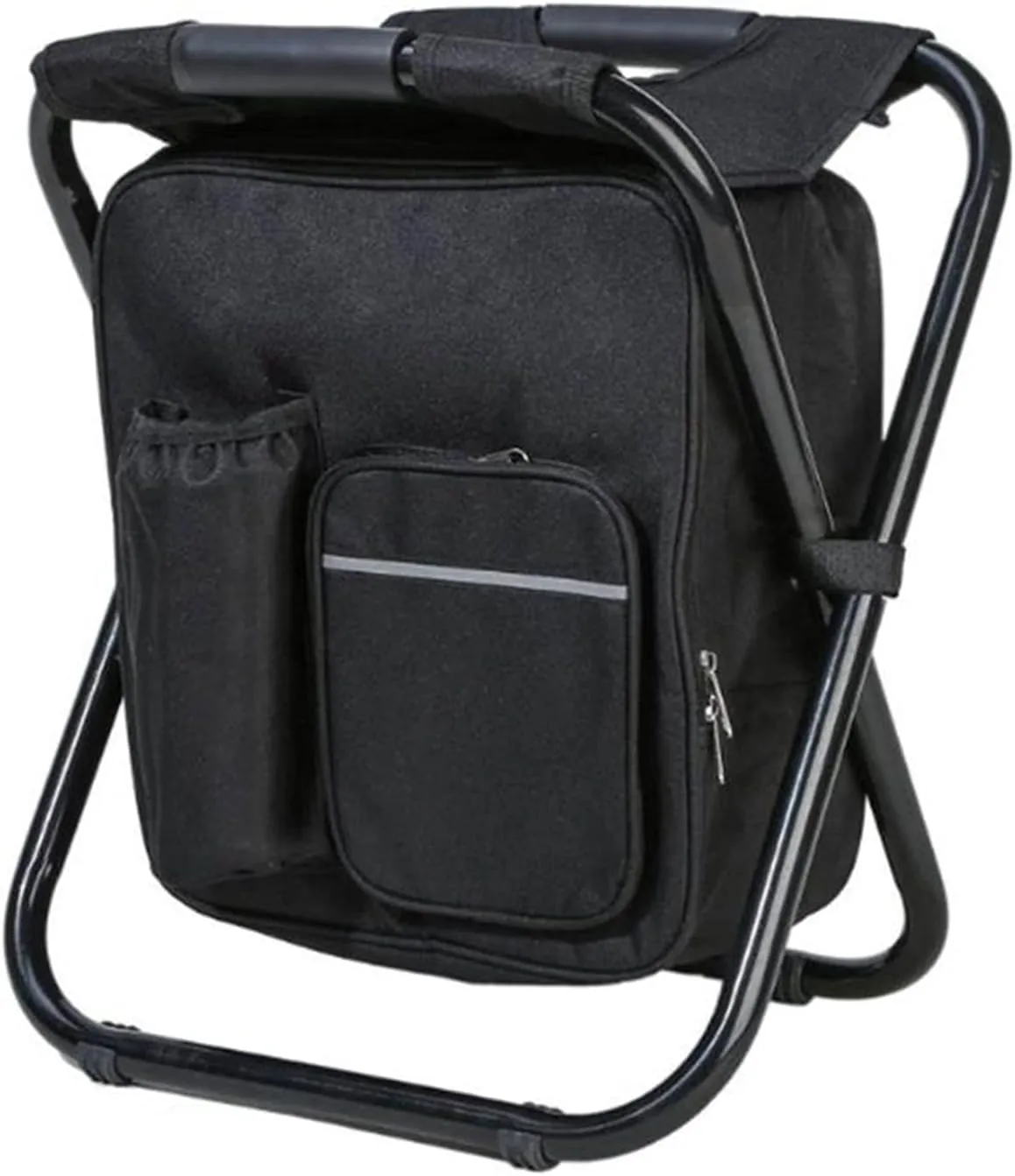 GRFIT Folding Chair Outdoor Folding Camping Fishing Chair Stool Portable Backpack Cooler Insulated Picnic Bag Hiking Seat Table Bag Stool Bags Portable Folding Chair (Color : Black)