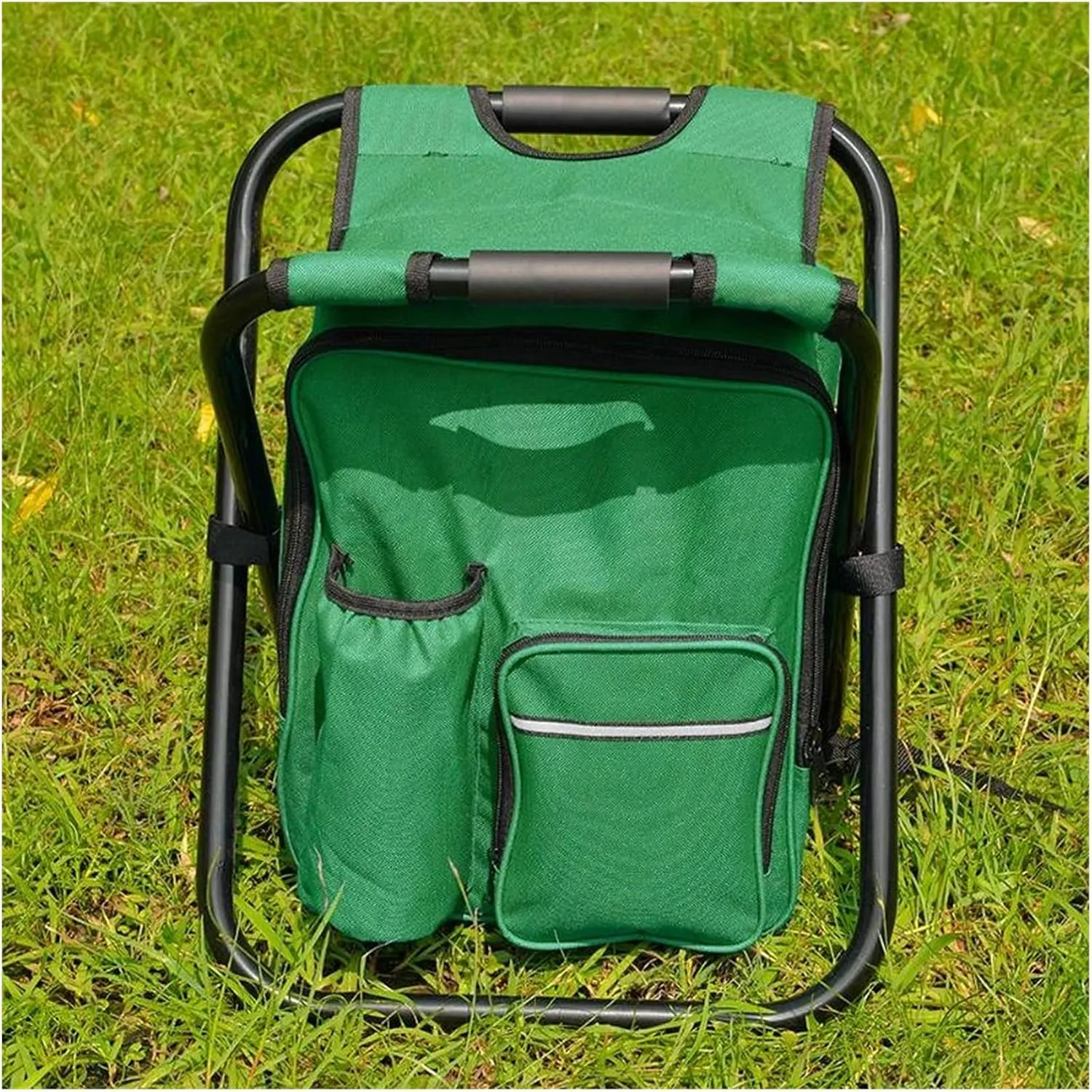 GRFIT Folding Chair Outdoor Folding Camping Fishing Chair Stool Portable Backpack Cooler Insulated Picnic Bag Hiking Seat Table Bag Stool Bags Portable Folding Chair (Color : Black)