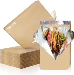 Grilling Pouch - Meat Blanket Grill Bags for Outdoor Grill, Aluminium Foil Lined Bags Storage Temperature, Perfect for Sandwiches,BBQ,Hot Dog,for Picnic 100 pcs