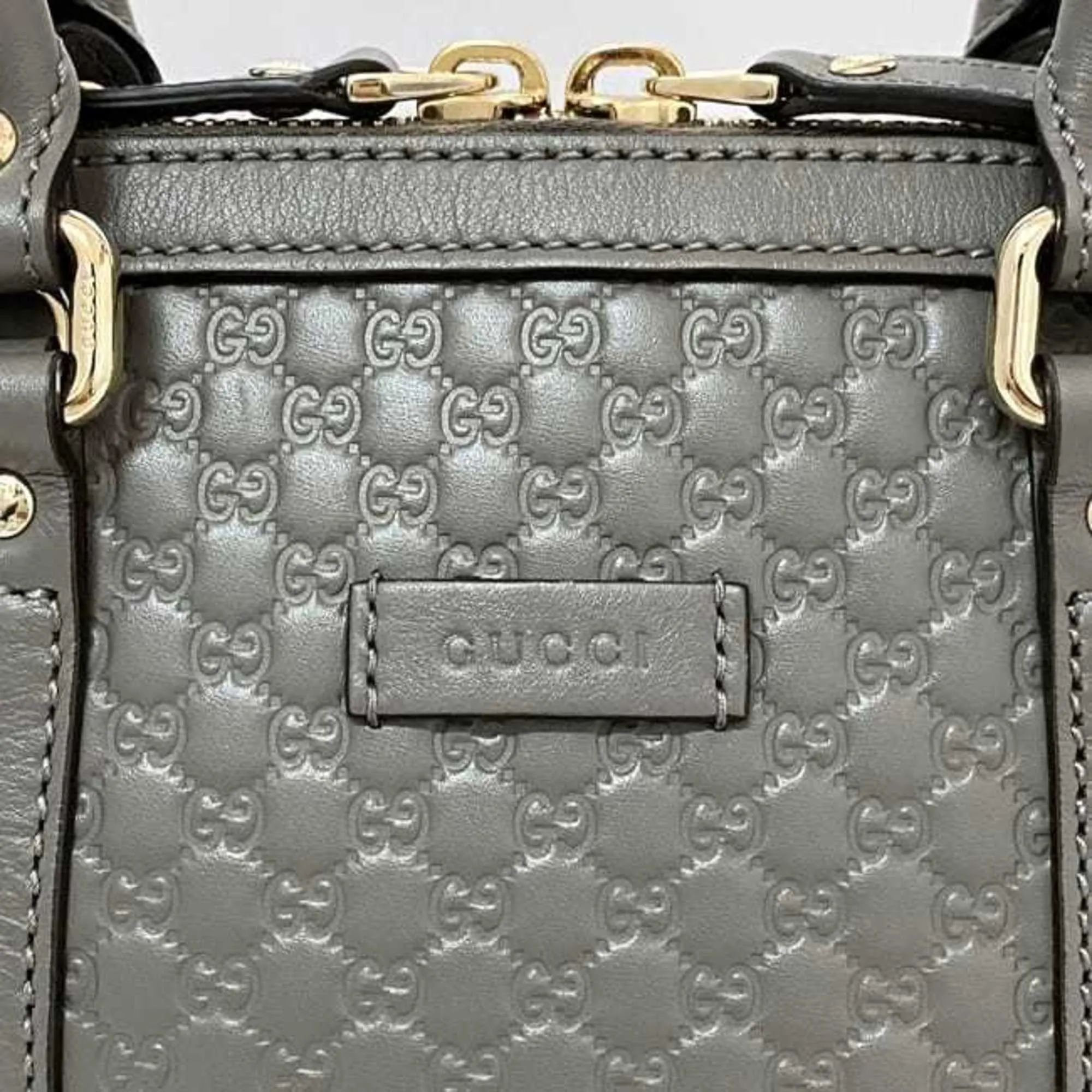 Gucci 2way bag f-21470 gray microsima 449654 handbag shoulder leather GUCCI GG smoky color ladies compact