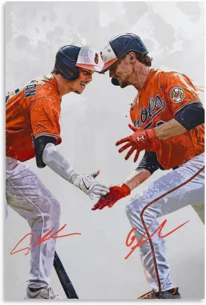 Gunnar Henderson & Adley Rutschman Signed Poster Watercolor Painting Sports Art Office Man Cave Bedr Decorative Painting Canvas Wall Art Living Room Aesthetic Posters For Boys Bedroom Teens Room. Unfr