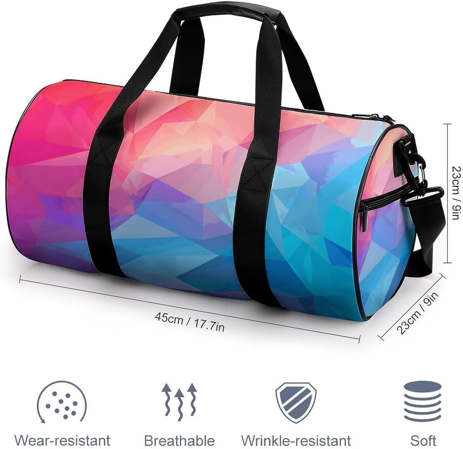 Gym Bag for Men Women Gradient Square Duffel Bag Overnight Bag with Compartment Gym Sackpac