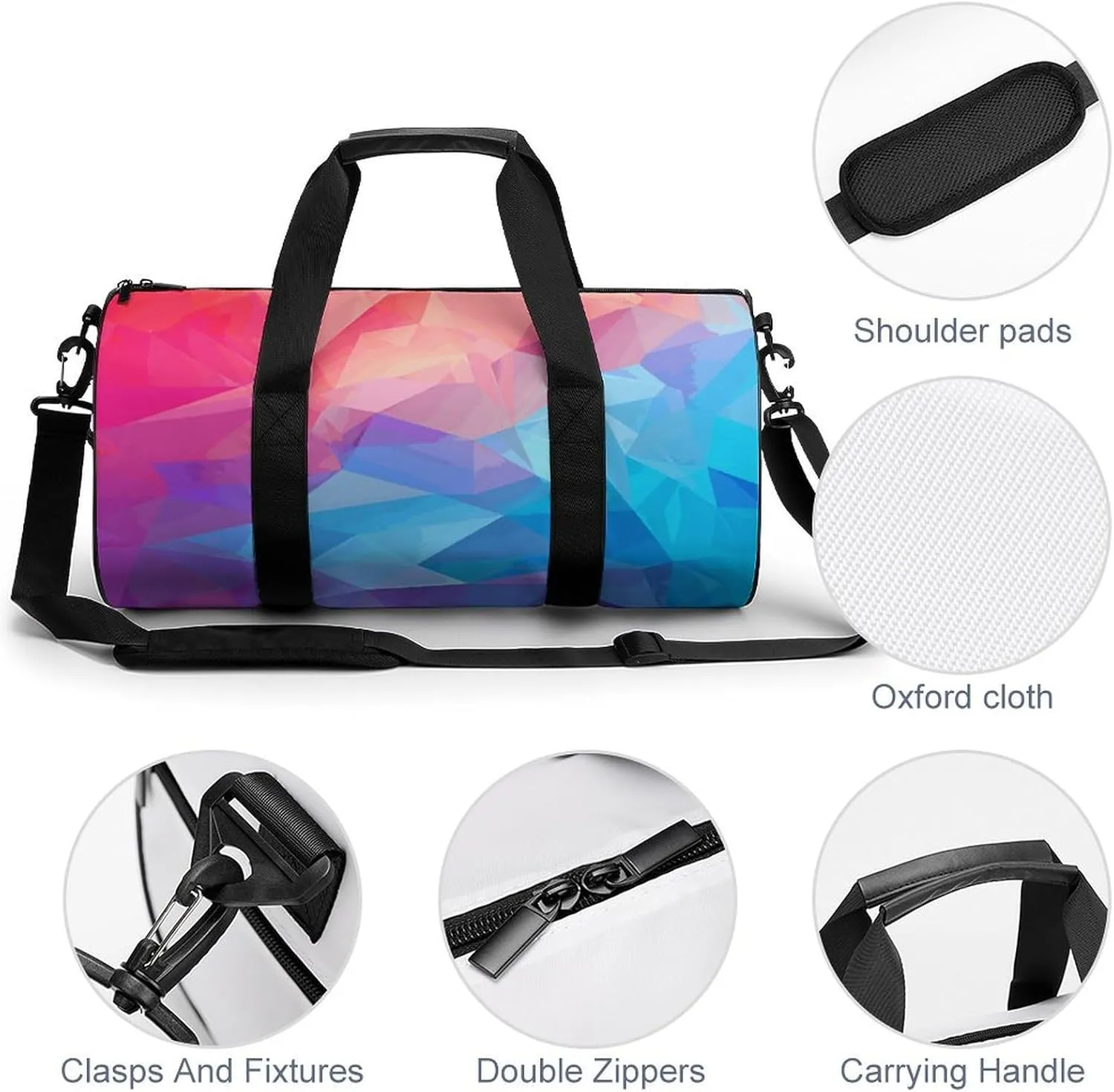 Gym Bag for Men Women Gradient Square Duffel Bag Overnight Bag with Compartment Gym Sackpac