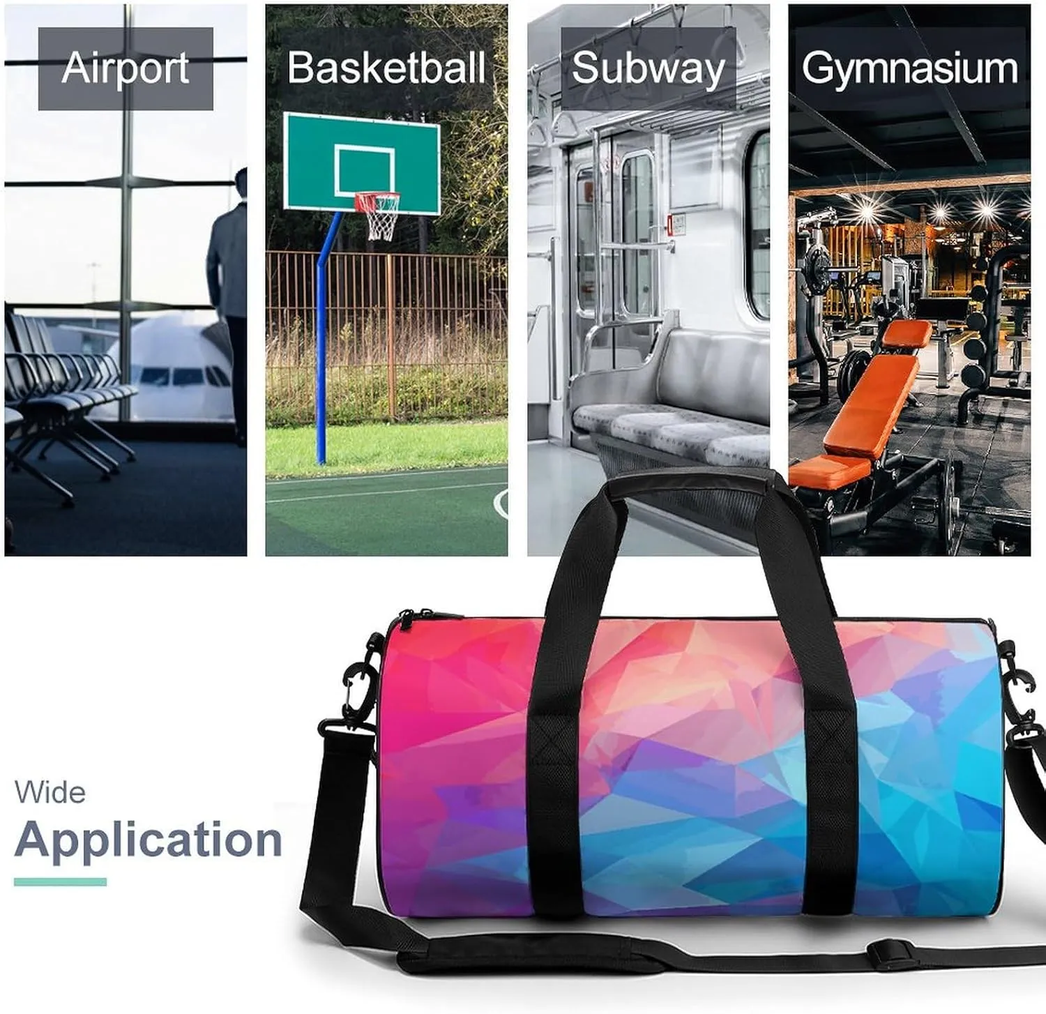 Gym Bag for Men Women Gradient Square Duffel Bag Overnight Bag with Compartment Gym Sackpac