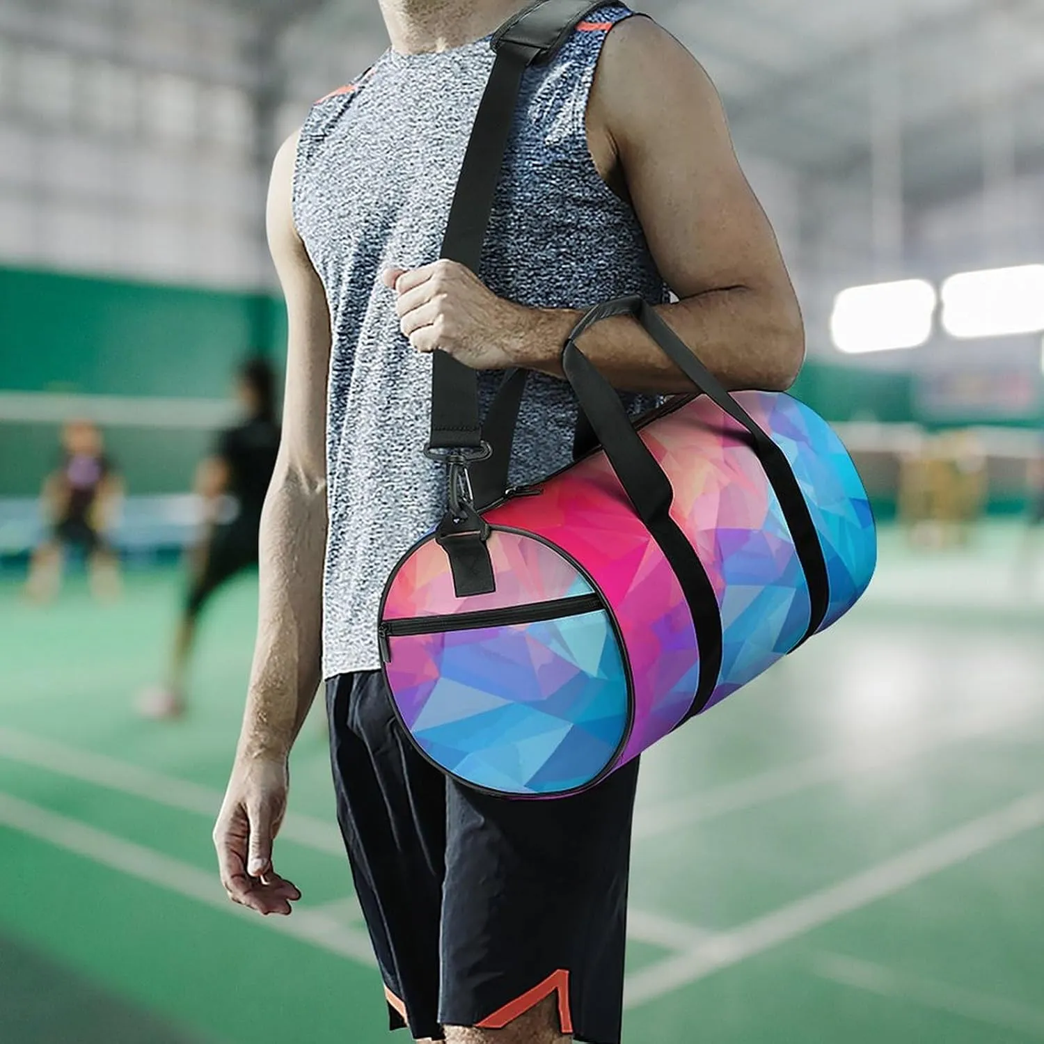 Gym Bag for Men Women Gradient Square Duffel Bag Overnight Bag with Compartment Gym Sackpac