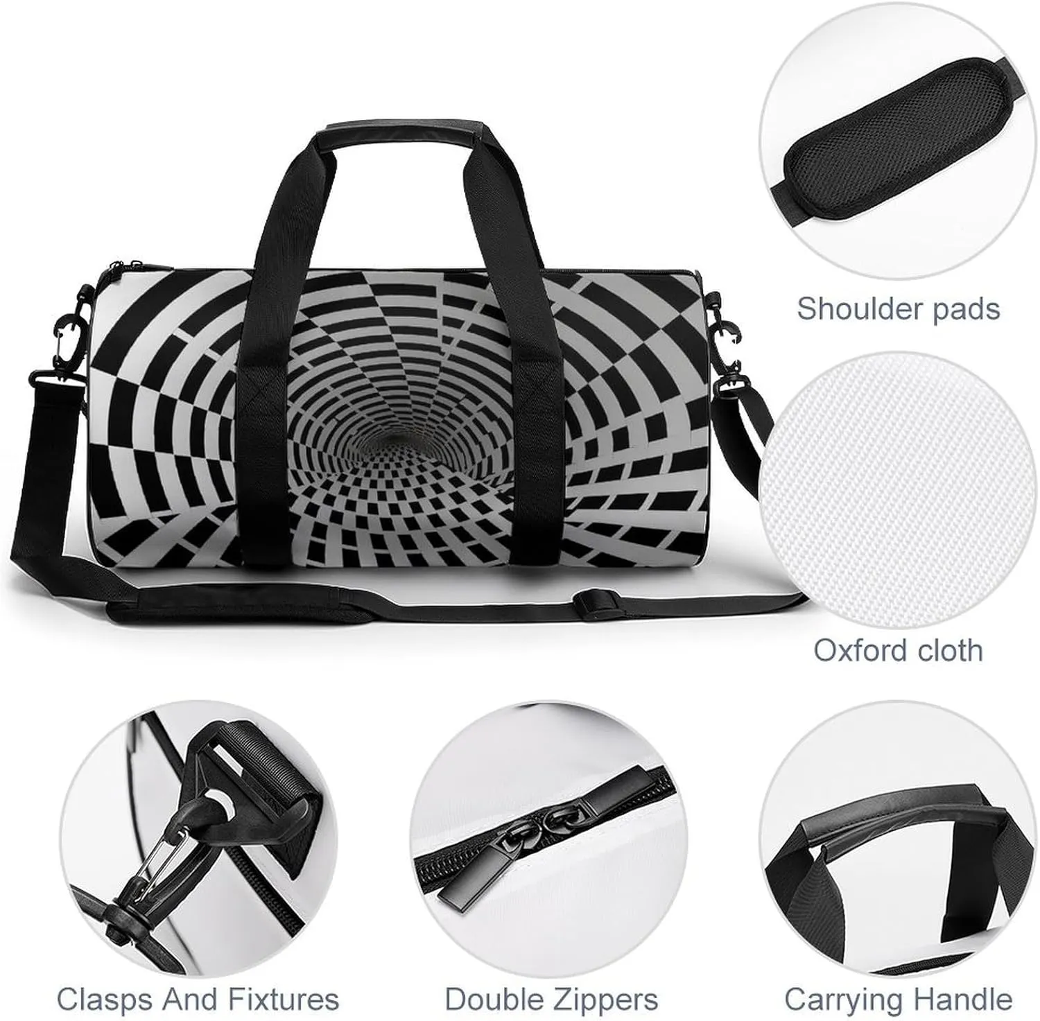 Gym Bag for Men Women Visual Illusion Duffel Bag Overnight Bag with Compartment Gym Sackpac