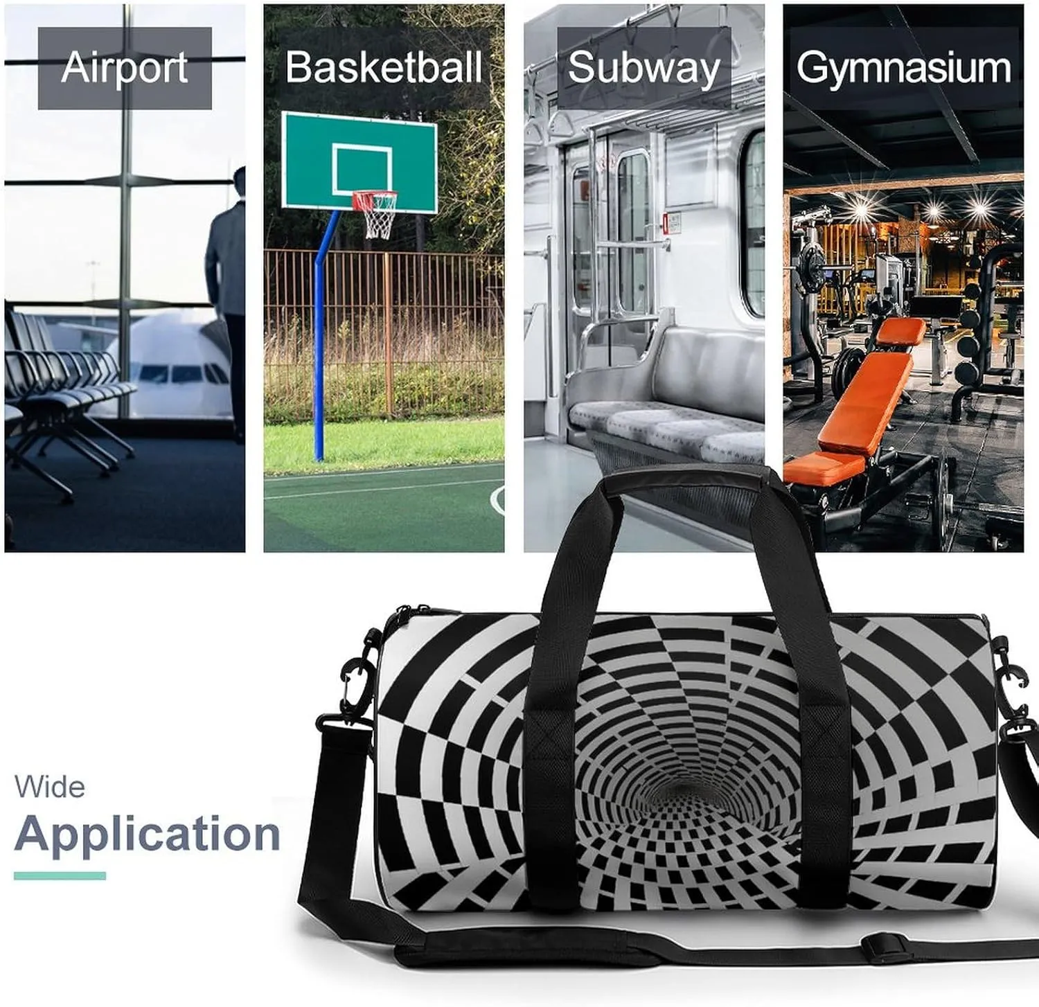 Gym Bag for Men Women Visual Illusion Duffel Bag Overnight Bag with Compartment Gym Sackpac