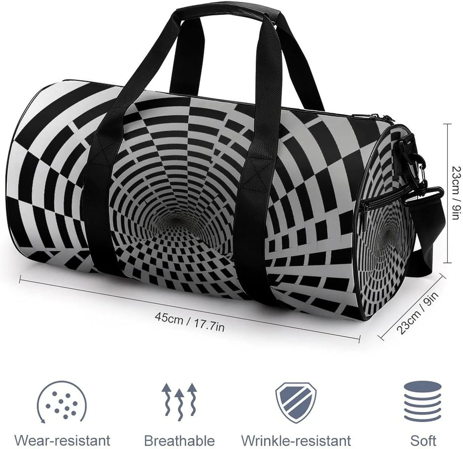 Gym Bag for Men Women Visual Illusion Duffel Bag Overnight Bag with Compartment Gym Sackpac
