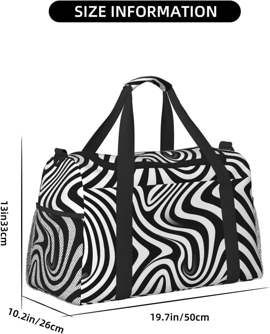 Gym Bag Whirlpool Illusion Duffel Bag for Men Women Travel Overnight Bag with Shoe Compartment Workout Bags