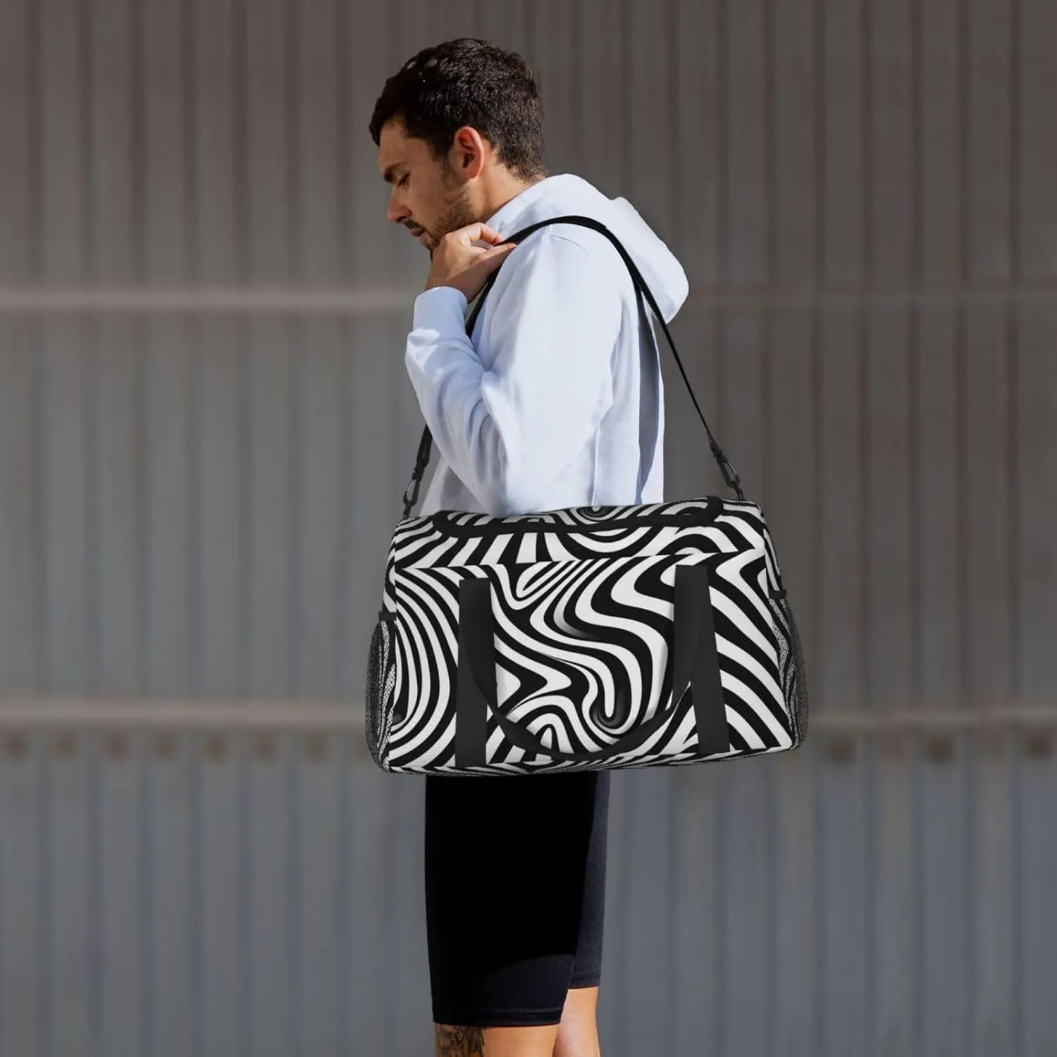 Gym Bag Whirlpool Illusion Duffel Bag for Men Women Travel Overnight Bag with Shoe Compartment Workout Bags
