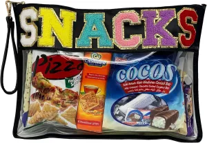 HAIBOLAN Monogram Clear Stadium Purse Bag Chenille Letter Travel Patch Pouch Snack Makeup Wristlet