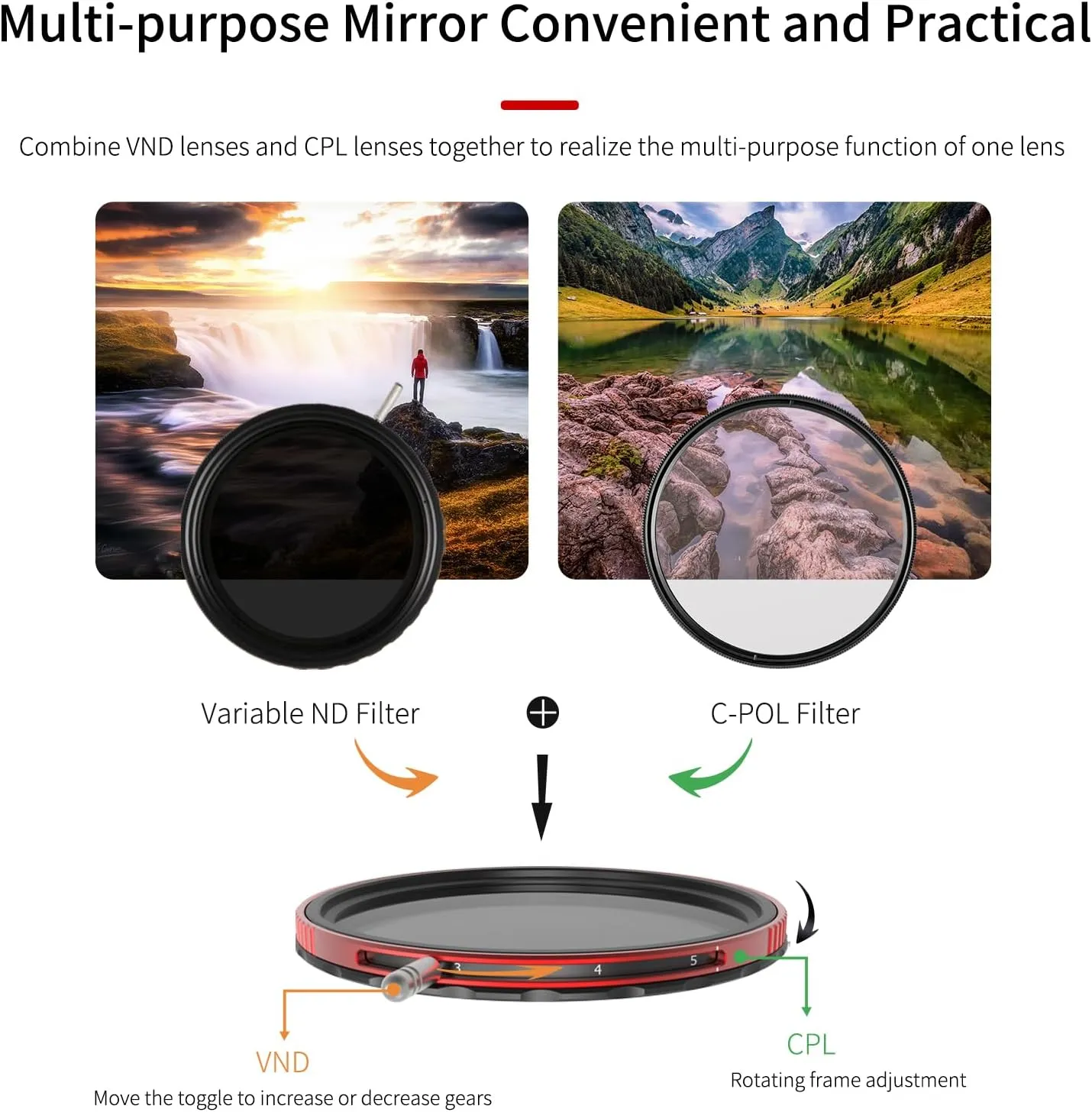 Haida 82mm Pro II Multi-Coating Circular Polarizer   Variable Neutral Density SLR Camera Lens Filter Waterproof Scratch Resistant Nano-Coating CPL   VND (2 in 1)