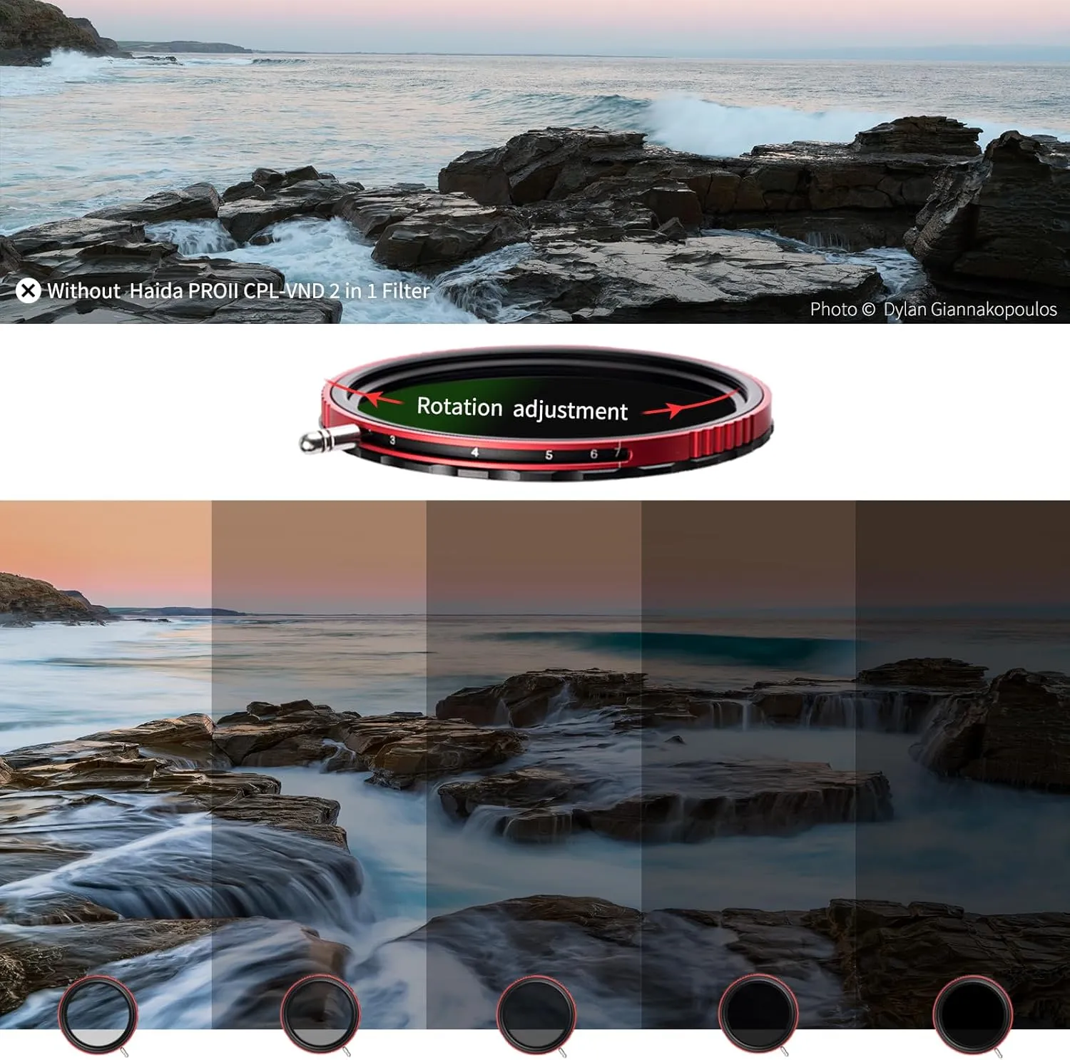 Haida 82mm Pro II Multi-Coating Circular Polarizer   Variable Neutral Density SLR Camera Lens Filter Waterproof Scratch Resistant Nano-Coating CPL   VND (2 in 1)