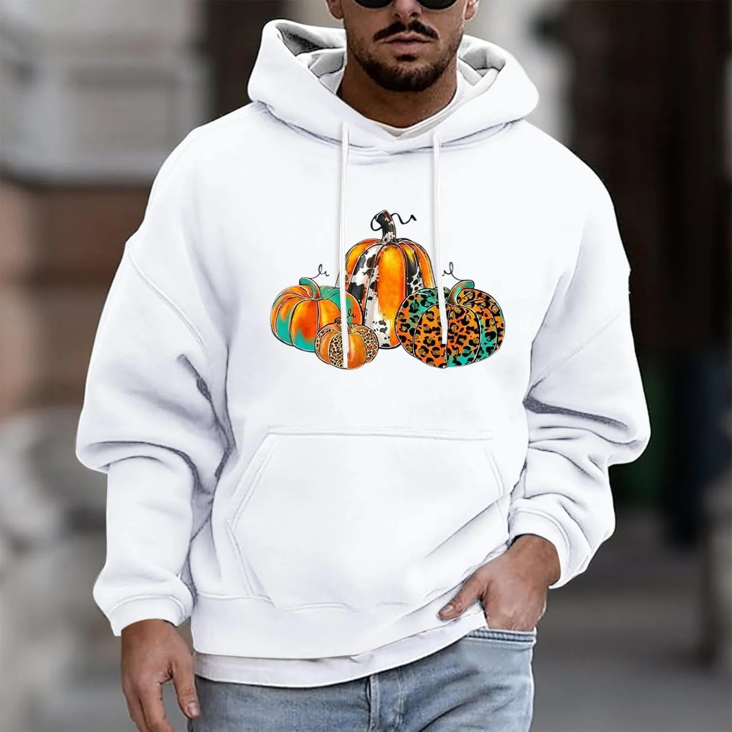 Halloween Hoodie Men Hoodie Printed Pocket Hoodie Mens Costume Hoodie Men'S Novelty Hoodies Horror Hoodies For Men'S