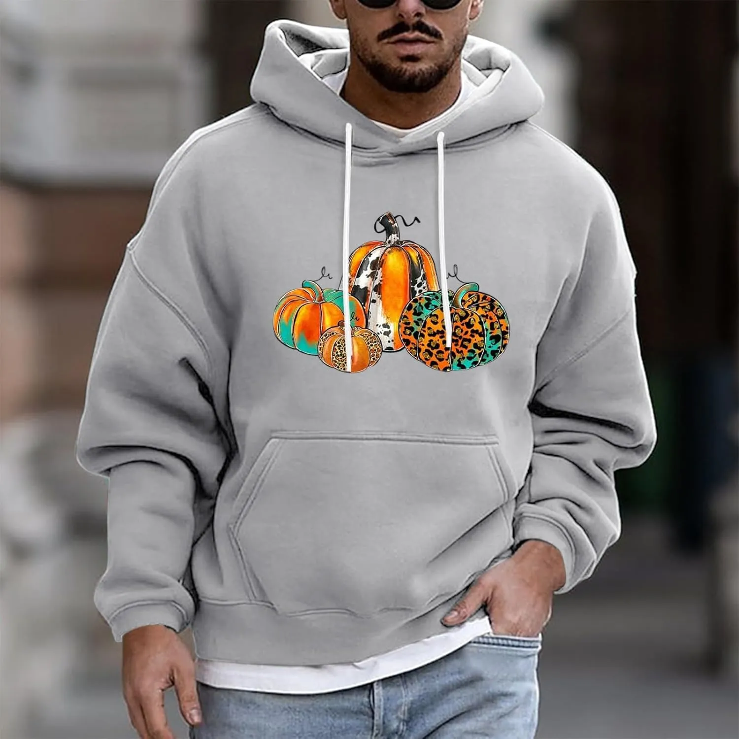 Halloween Hoodie Men Hoodie Printed Pocket Hoodie Mens Costume Hoodie Men'S Novelty Hoodies Horror Hoodies For Men'S
