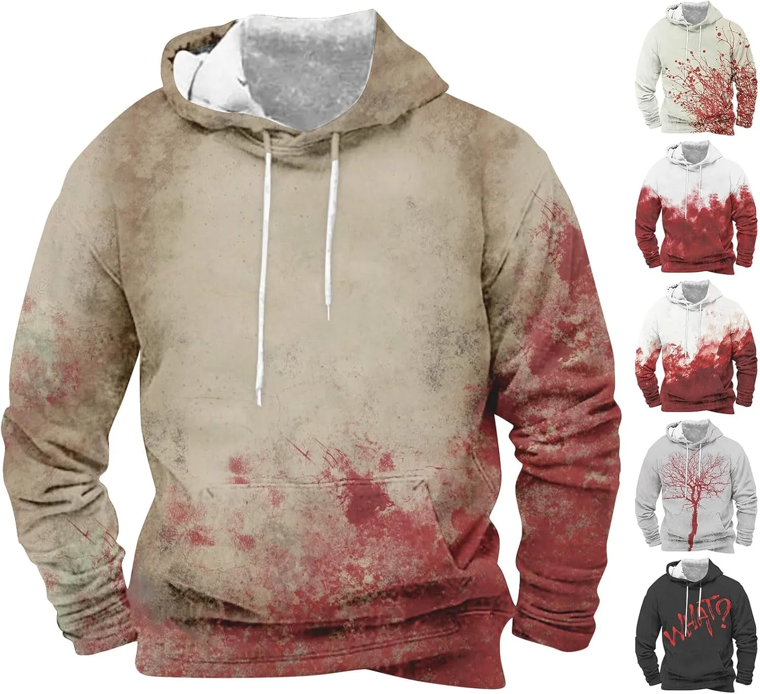 Halloween Hoodie Men Hoodie Printed Pocket Hoodie Mens Costume Hoodie Men'S Novelty Hoodies Horror Hoodies For Men'S
