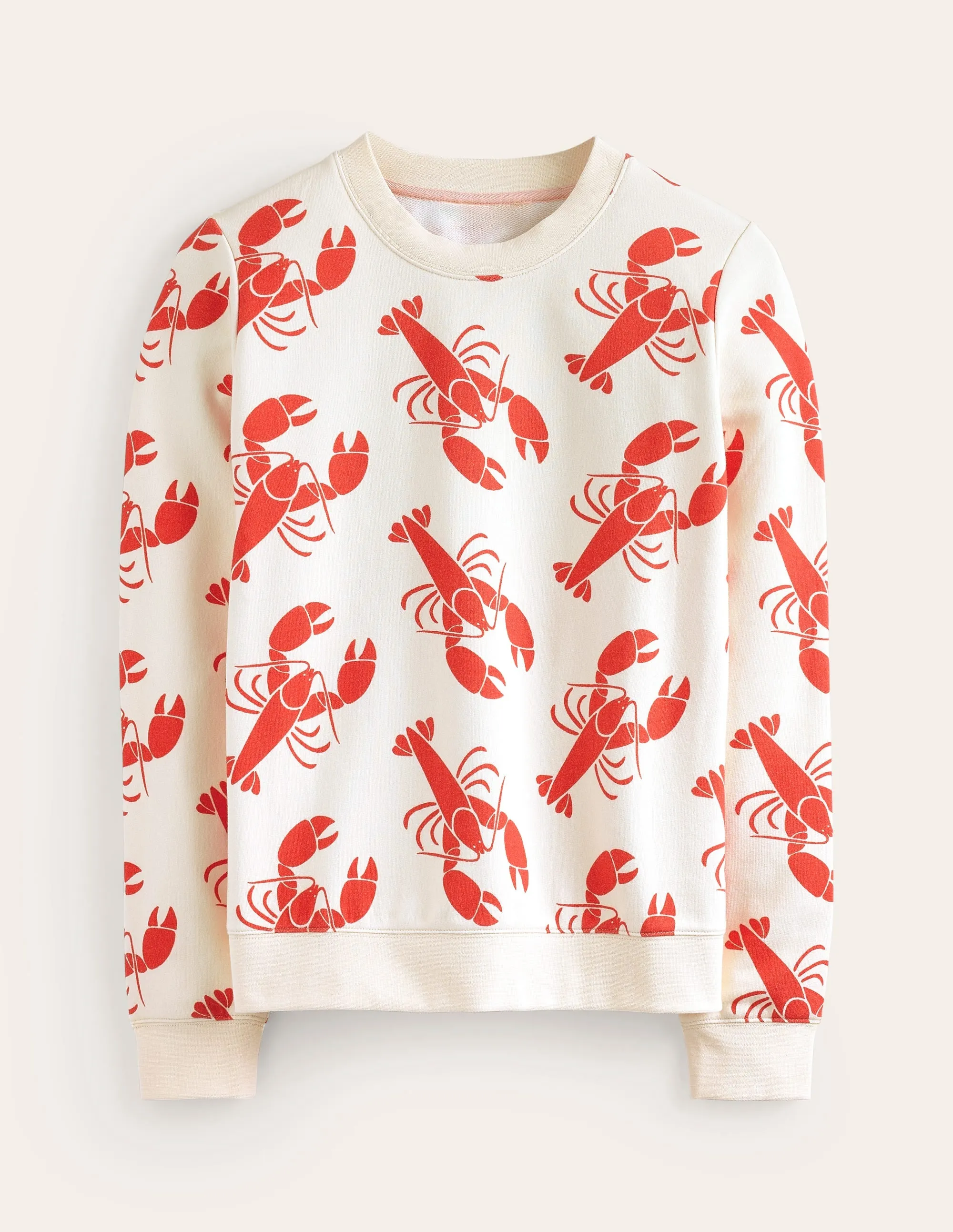 Hannah Printed Sweatshirt-Ivory, Lobster