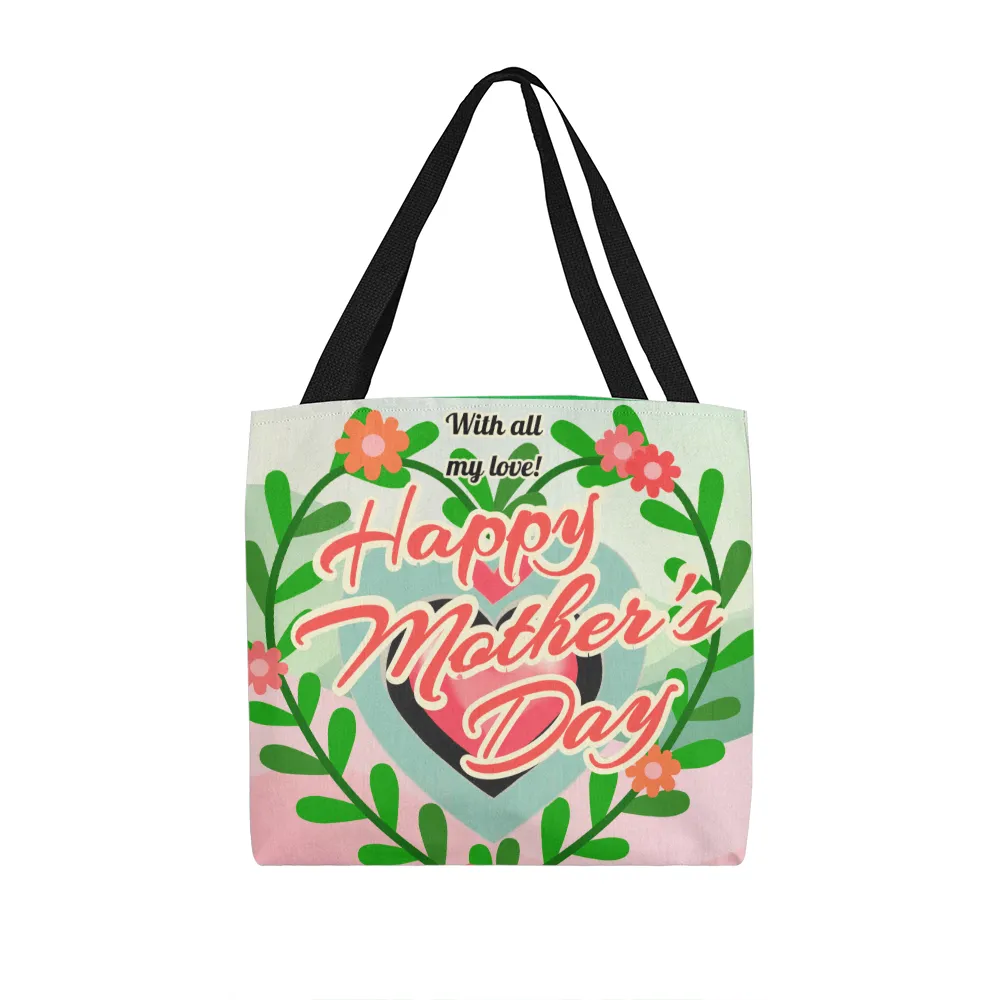 Happy Mother's Day with Greenery Heart on Classic Tote Bag