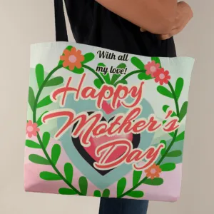 Happy Mother's Day with Greenery Heart on Classic Tote Bag