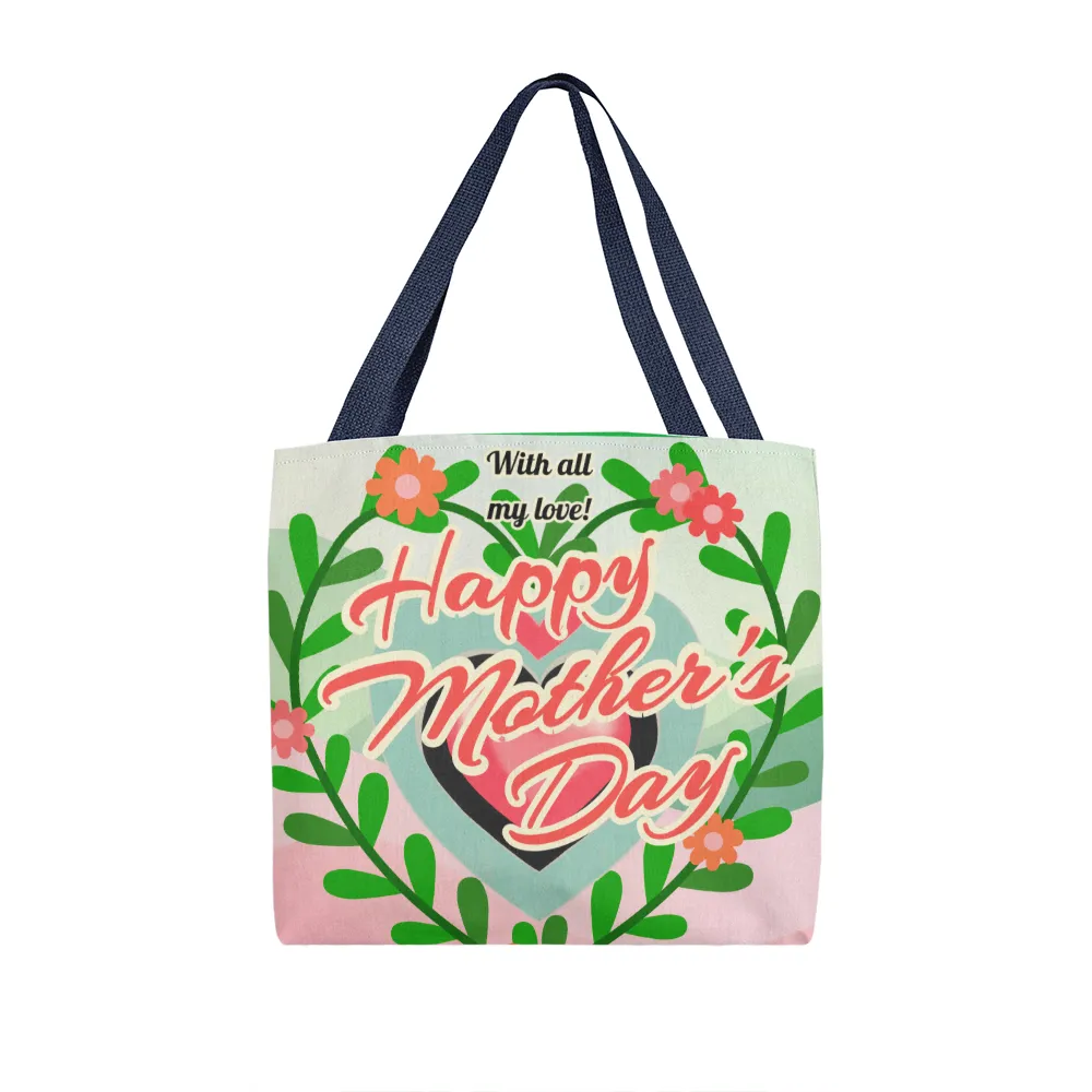Happy Mother's Day with Greenery Heart on Classic Tote Bag