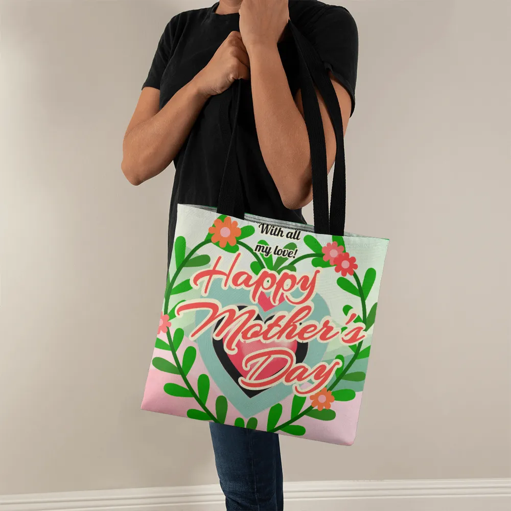 Happy Mother's Day with Greenery Heart on Classic Tote Bag