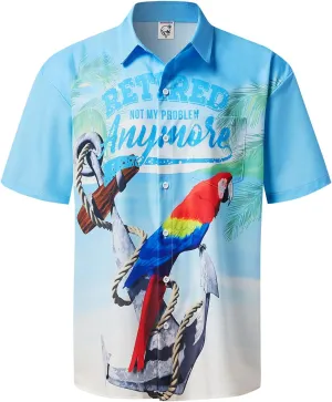 Hardaddy Men's Summer Hawaiian Shirts Funny Performence Printed Button Down Casual Bowling Shirt