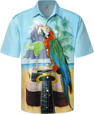 Hardaddy Men's Summer Hawaiian Shirts Funny Performence Printed Button Down Casual Bowling Shirt