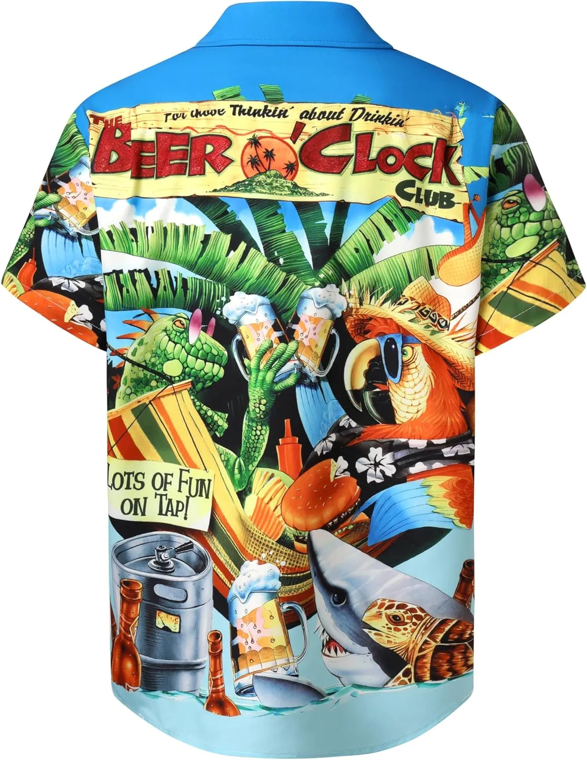 Hardaddy Men's Summer Hawaiian Shirts Funny Performence Printed Button Down Casual Bowling Shirt